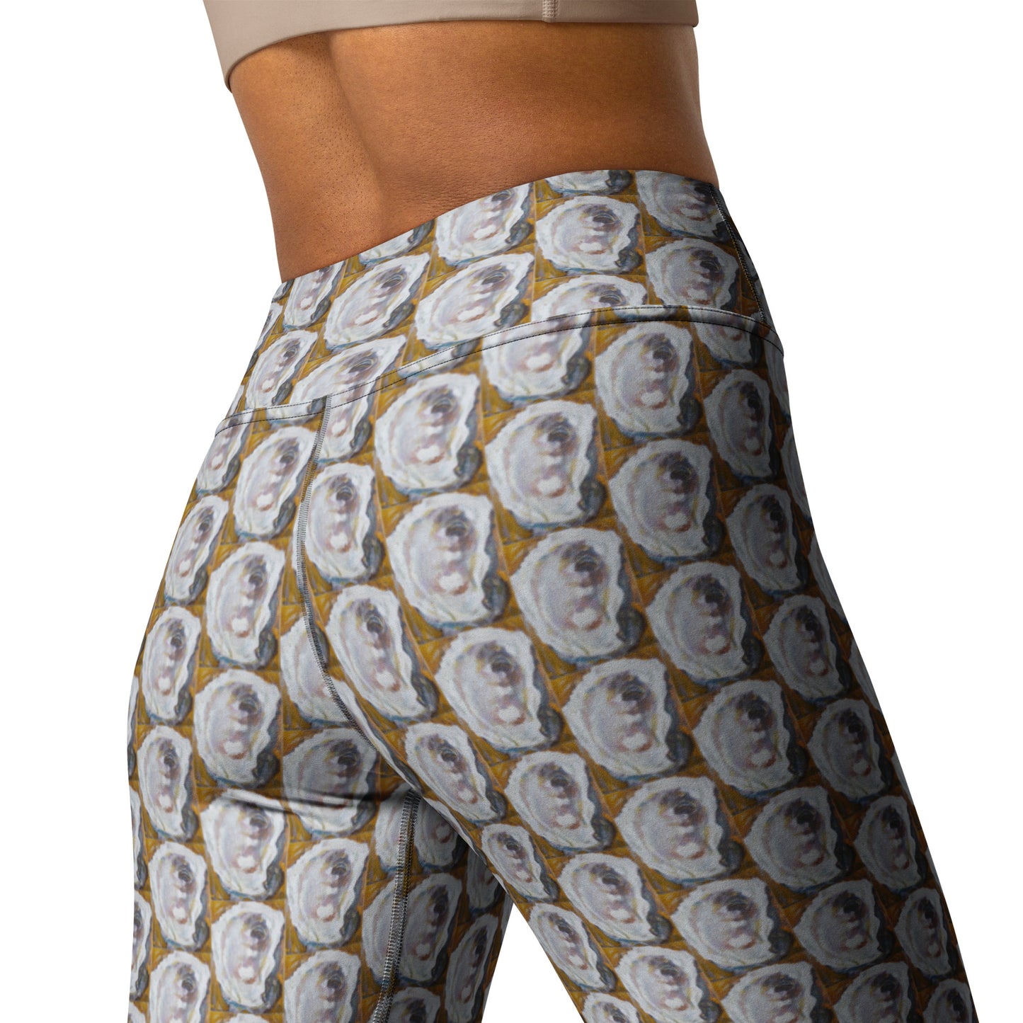 Mustard Oyster Shells Yoga Leggings