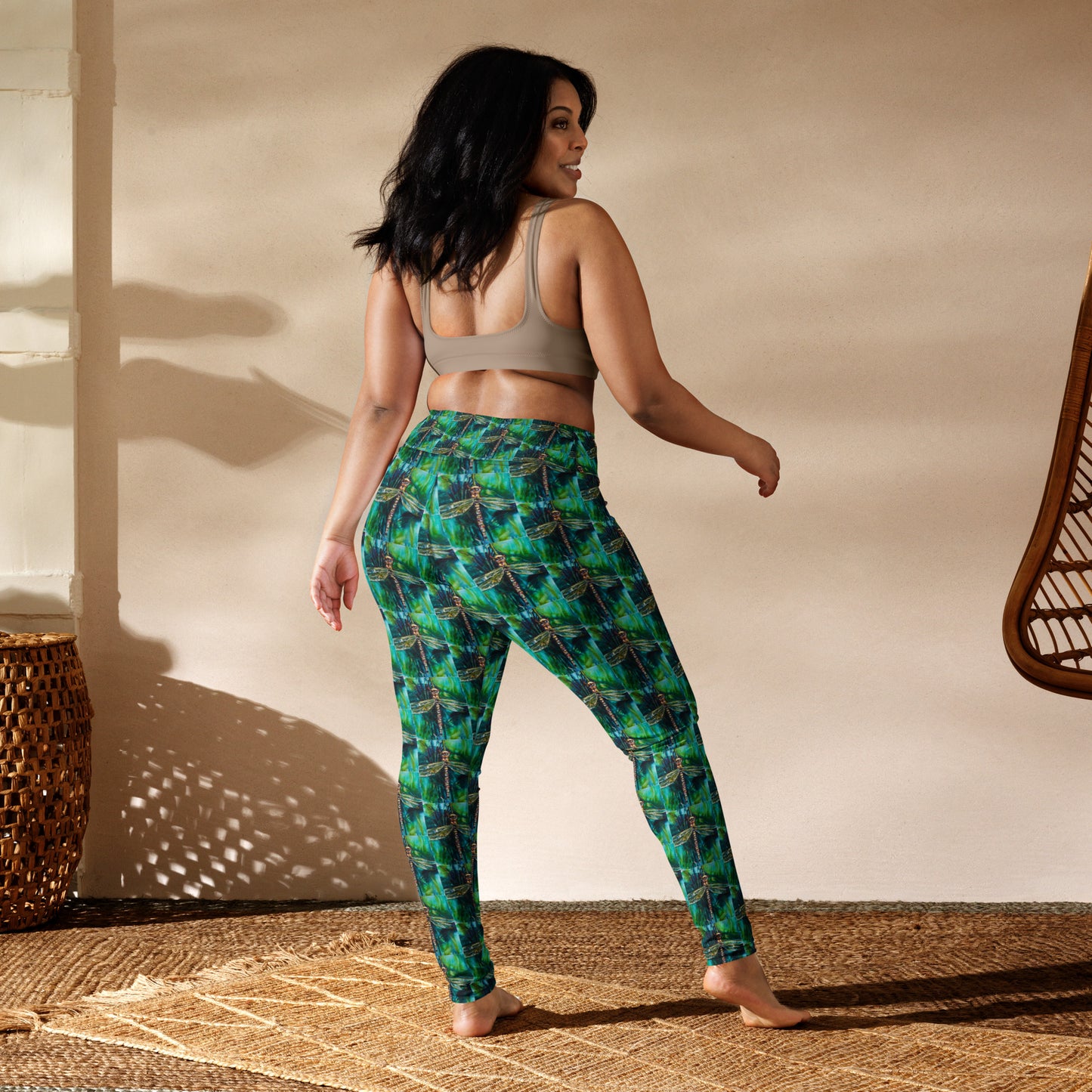 Green Dragonfly Yoga Leggings