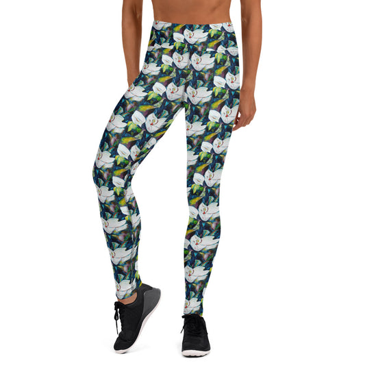 Magnolia and the Painted Bunting Yoga Leggings