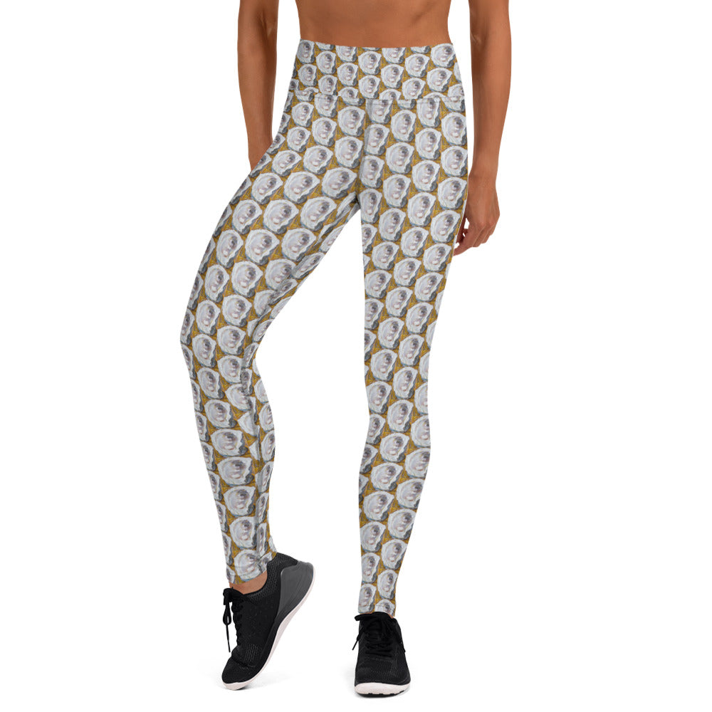 Mustard Oyster Shells Yoga Leggings