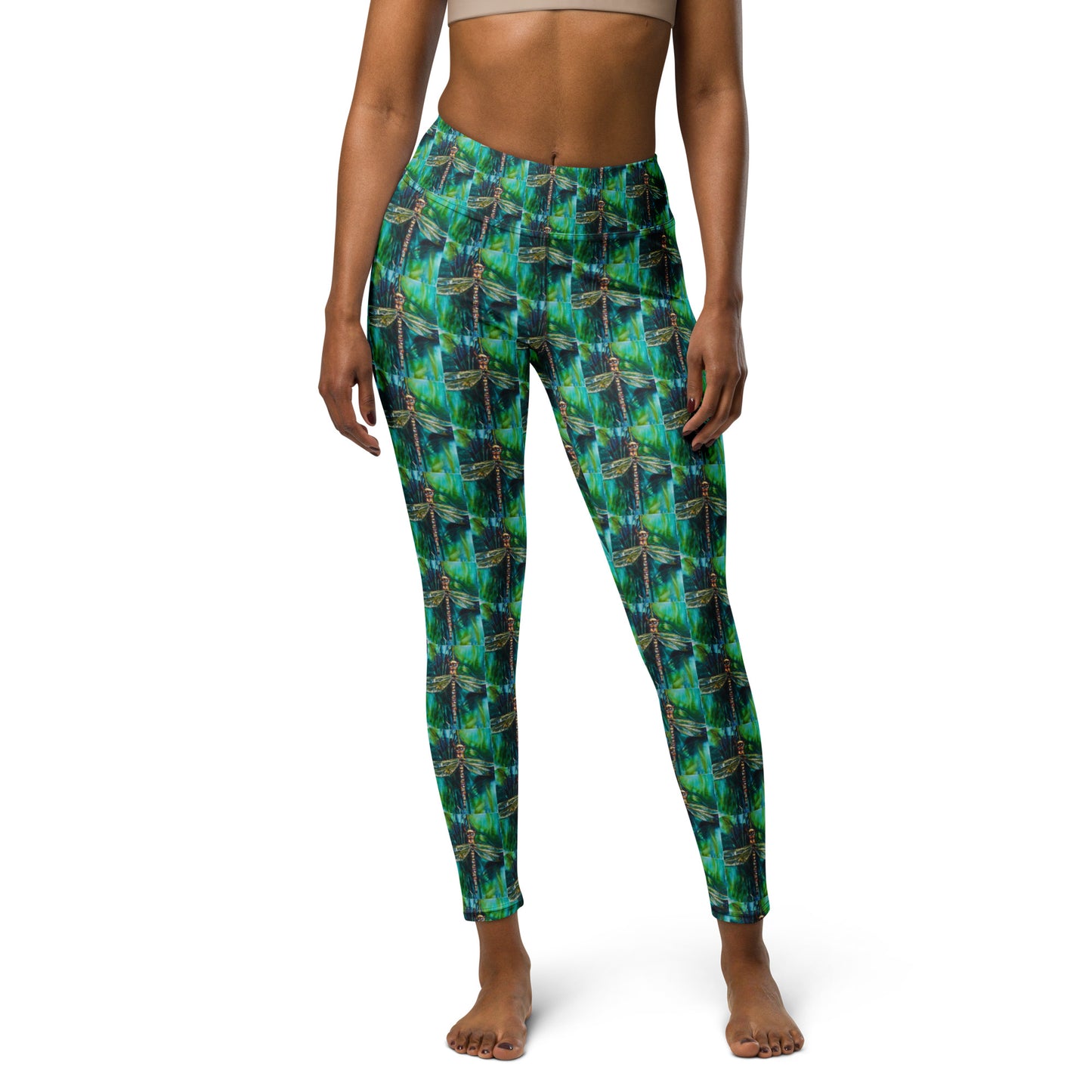 Green Dragonfly Yoga Leggings