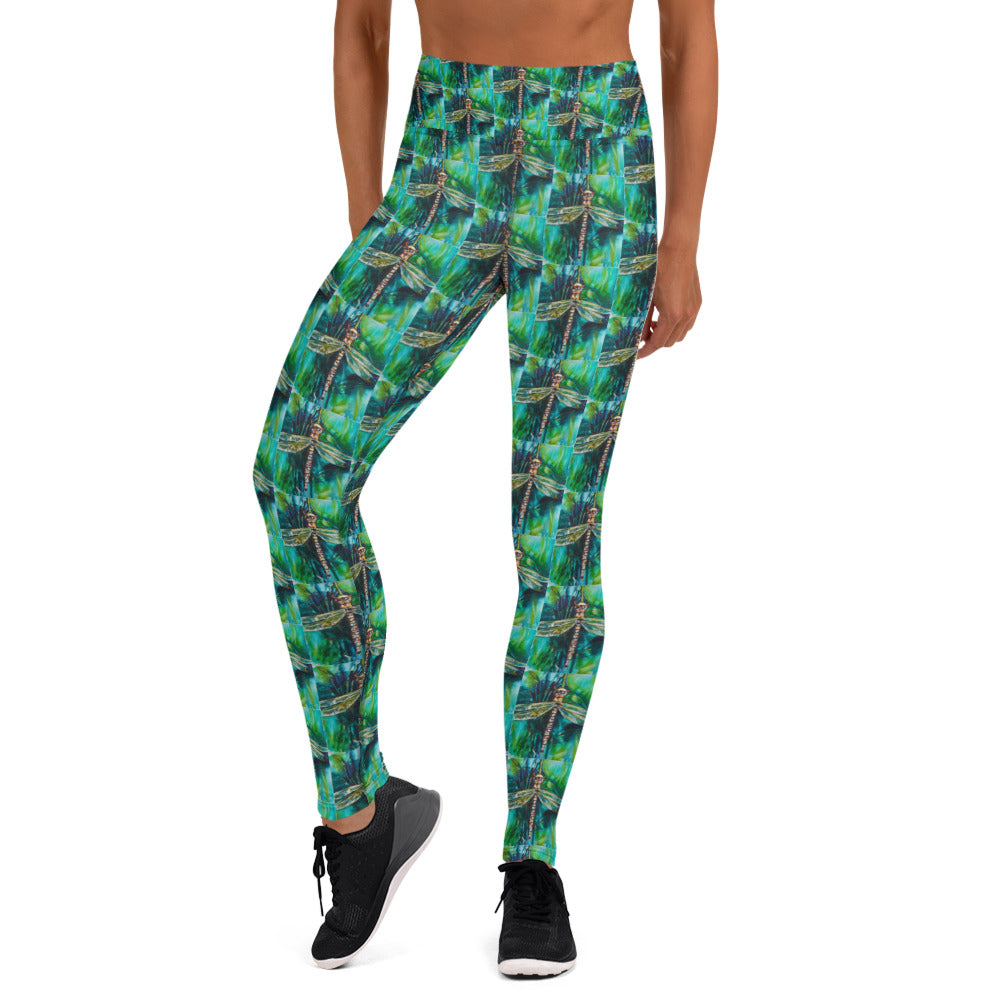 Green Dragonfly Yoga Leggings