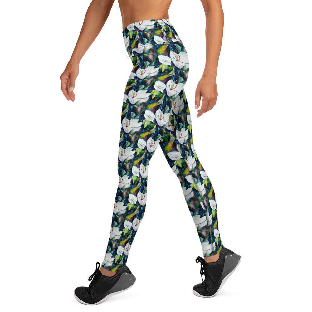 Magnolia and the Painted Bunting Yoga Leggings