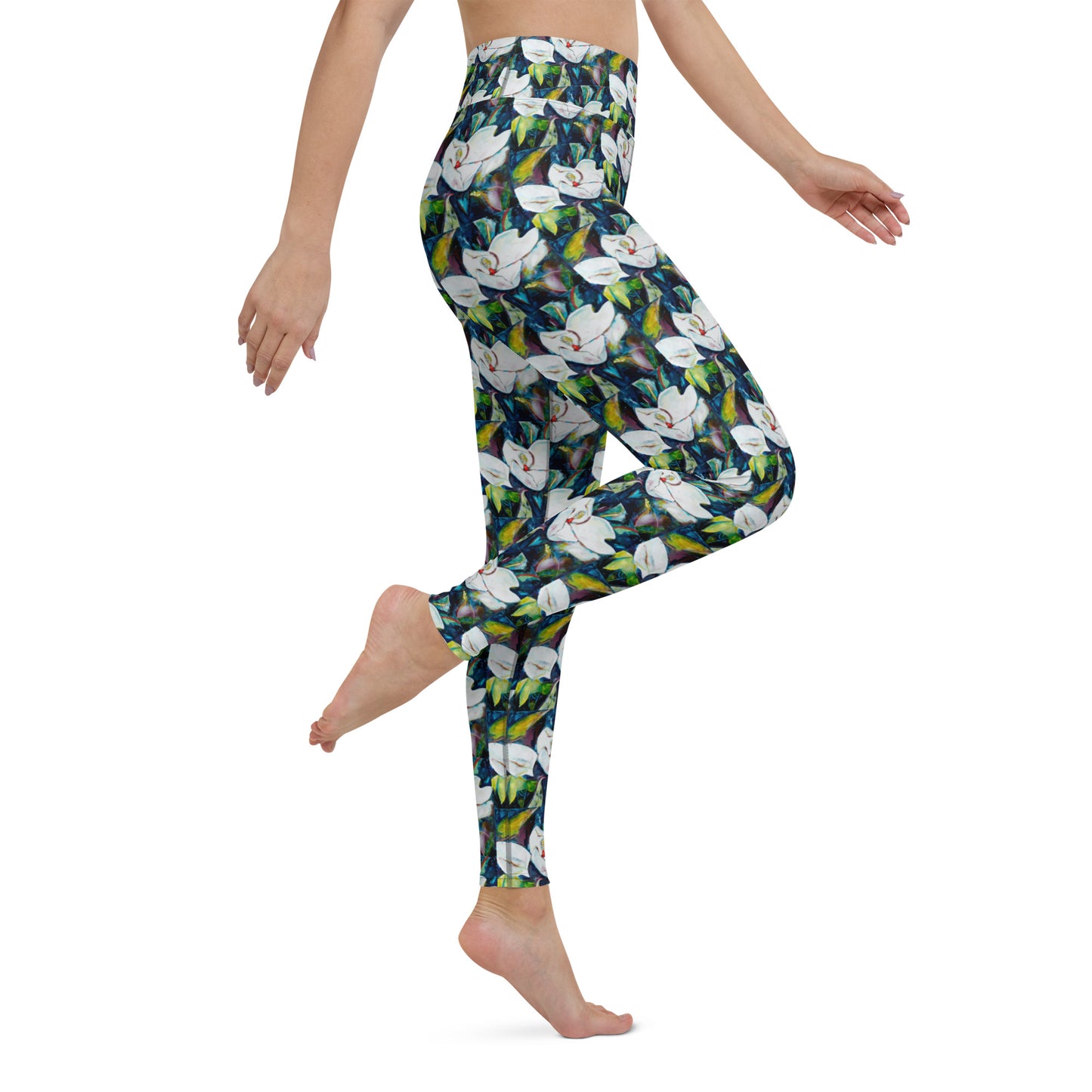 Magnolia and the Painted Bunting Yoga Leggings