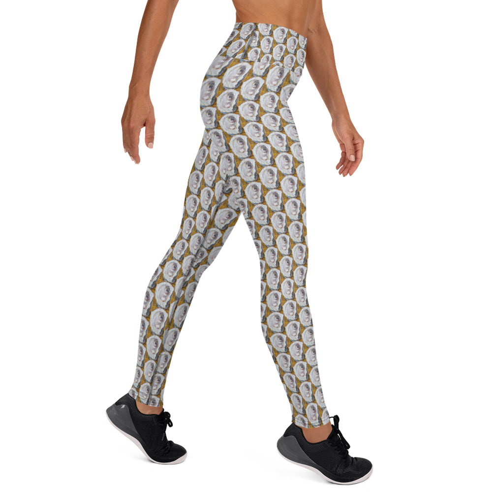 Mustard Oyster Shells Yoga Leggings