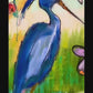 “Blue Heron Showing Wing” (24x24”) giclee on canvas with Natural Wood Floating Frame