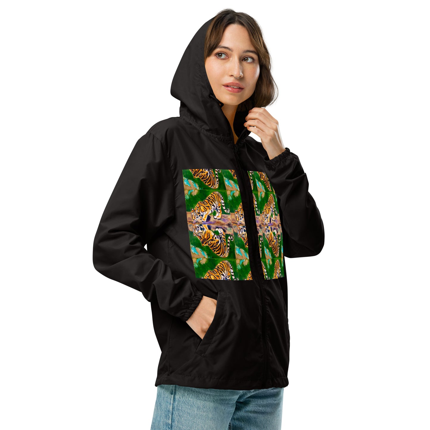 Tiger Reflections Unisex lightweight zip up windbreaker