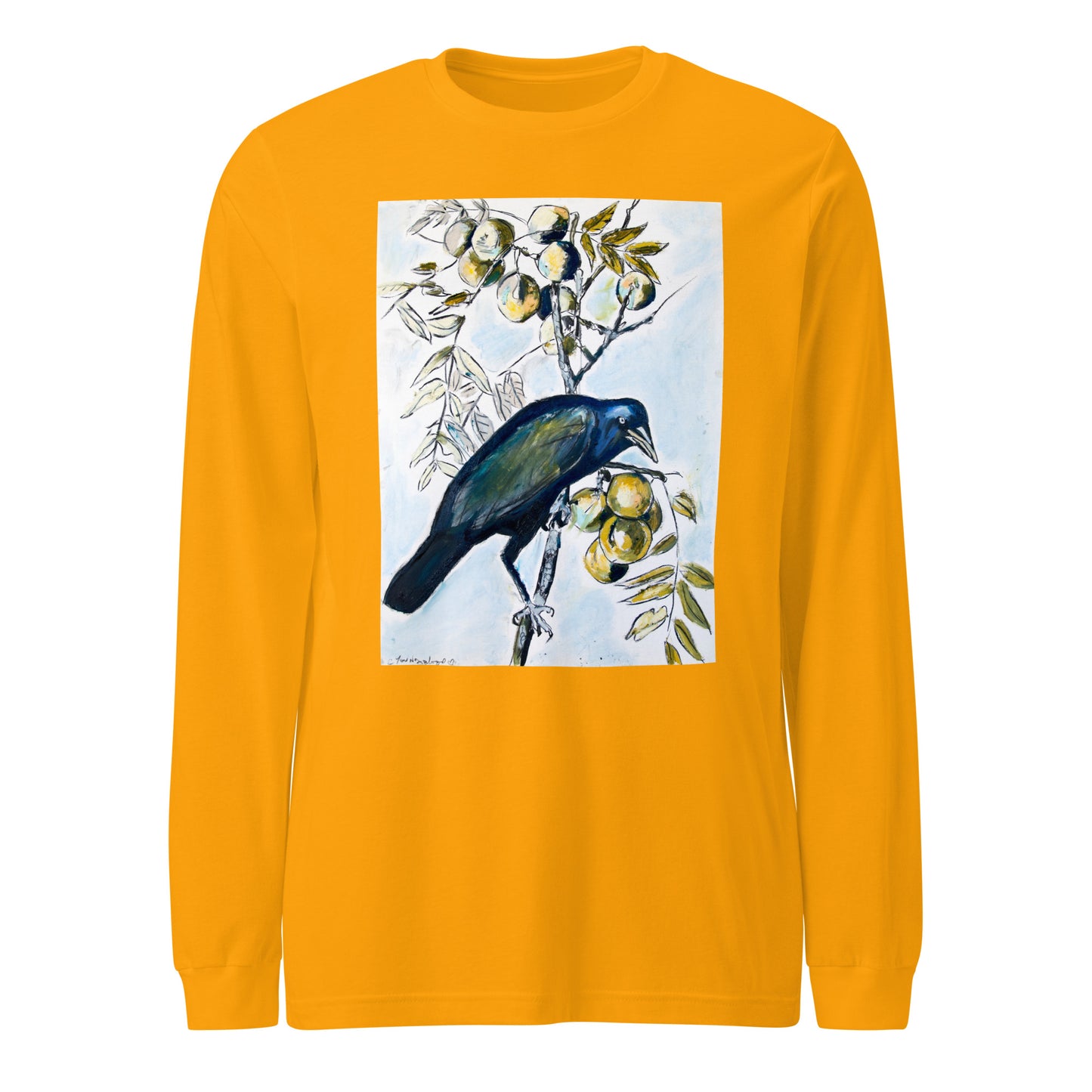 Black Crow with Peaches Unisex Long Sleeve Tee