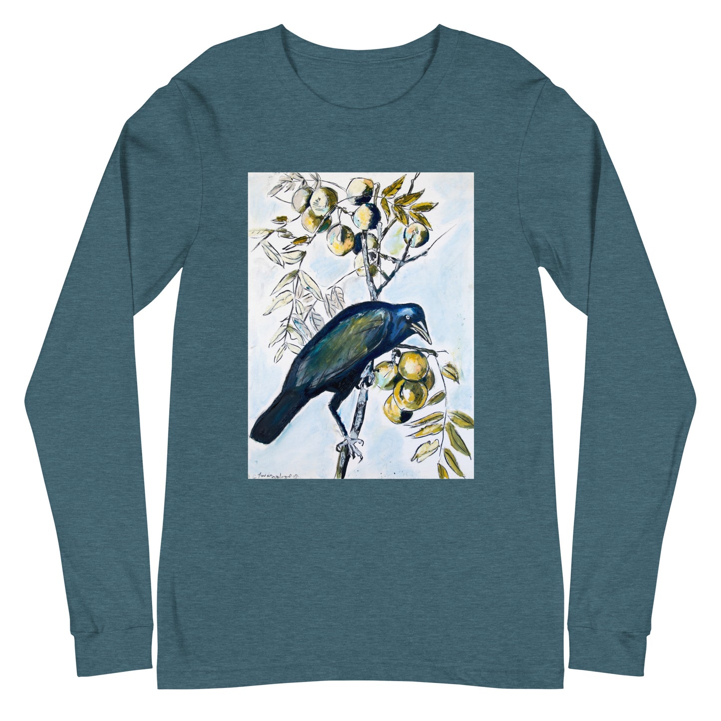 Black Crow with Peaches Unisex Long Sleeve Tee