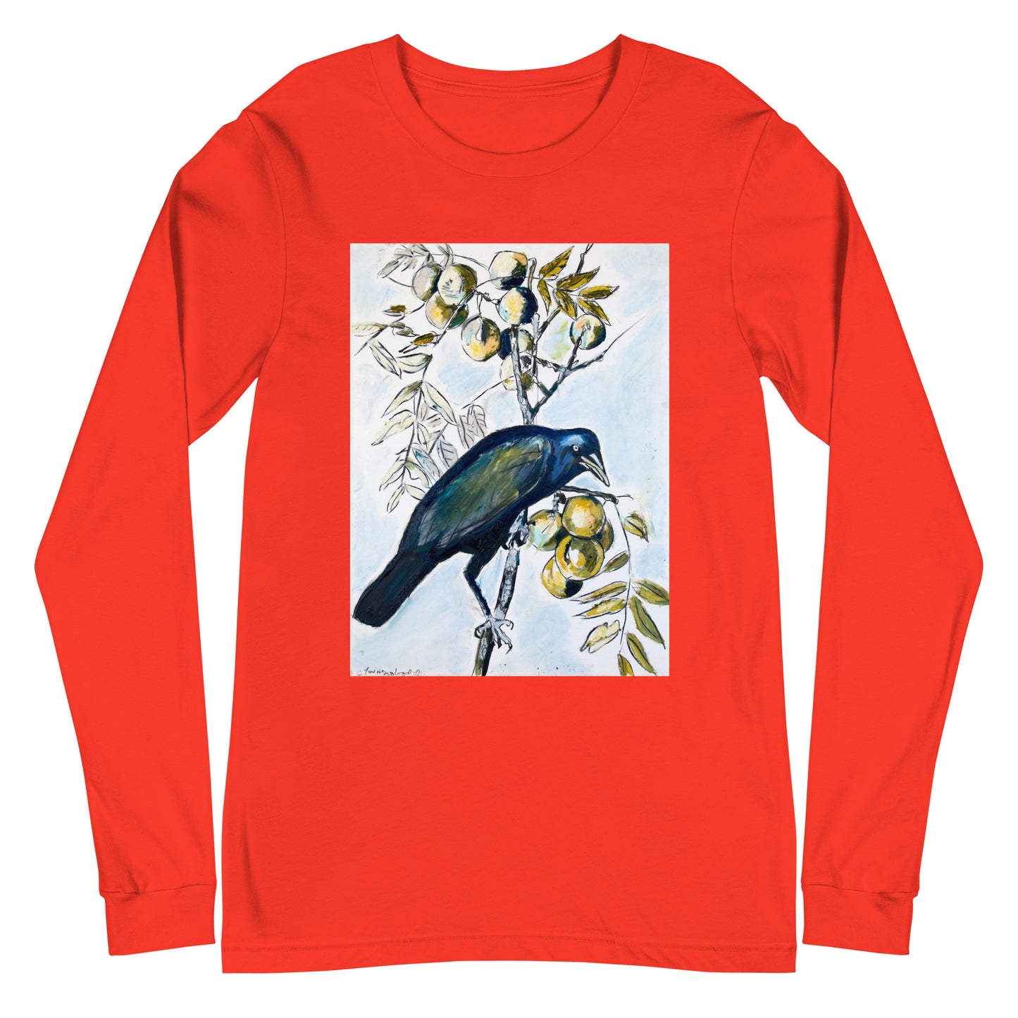 Black Crow with Peaches Unisex Long Sleeve Tee