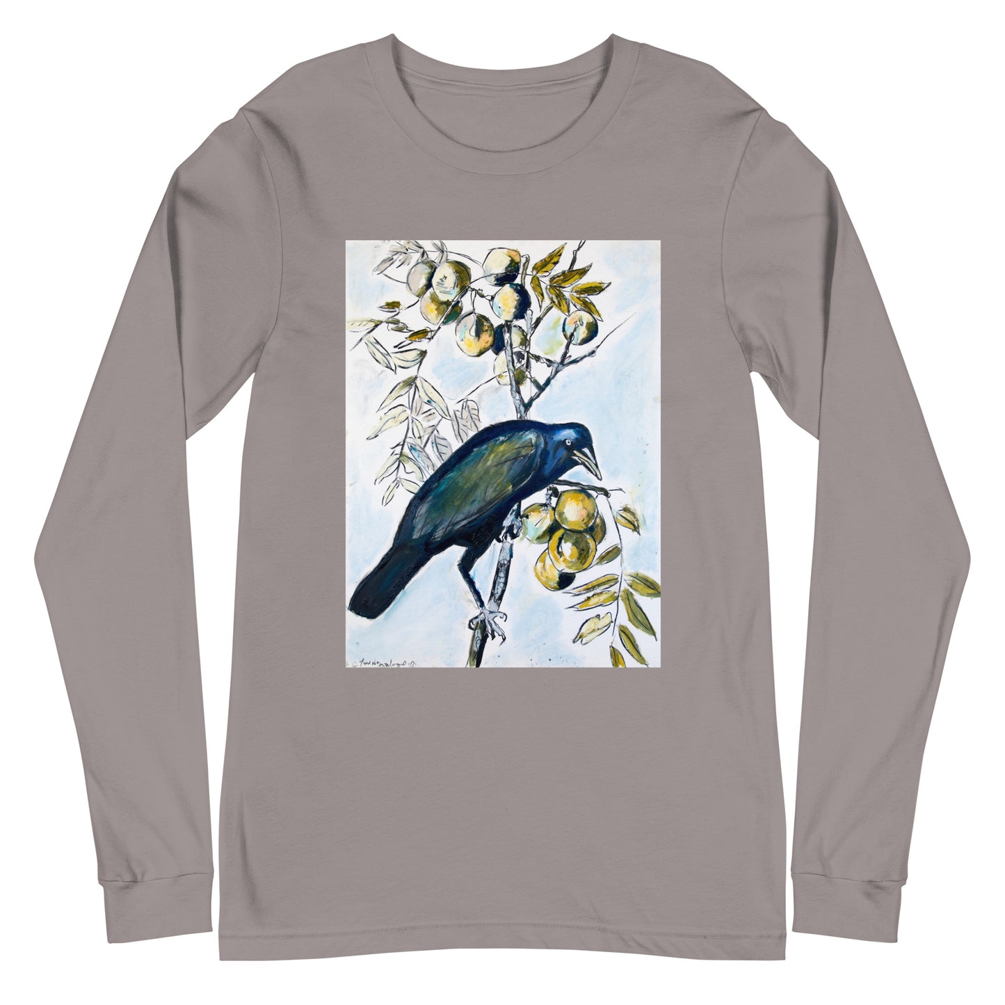 Black Crow with Peaches Unisex Long Sleeve Tee