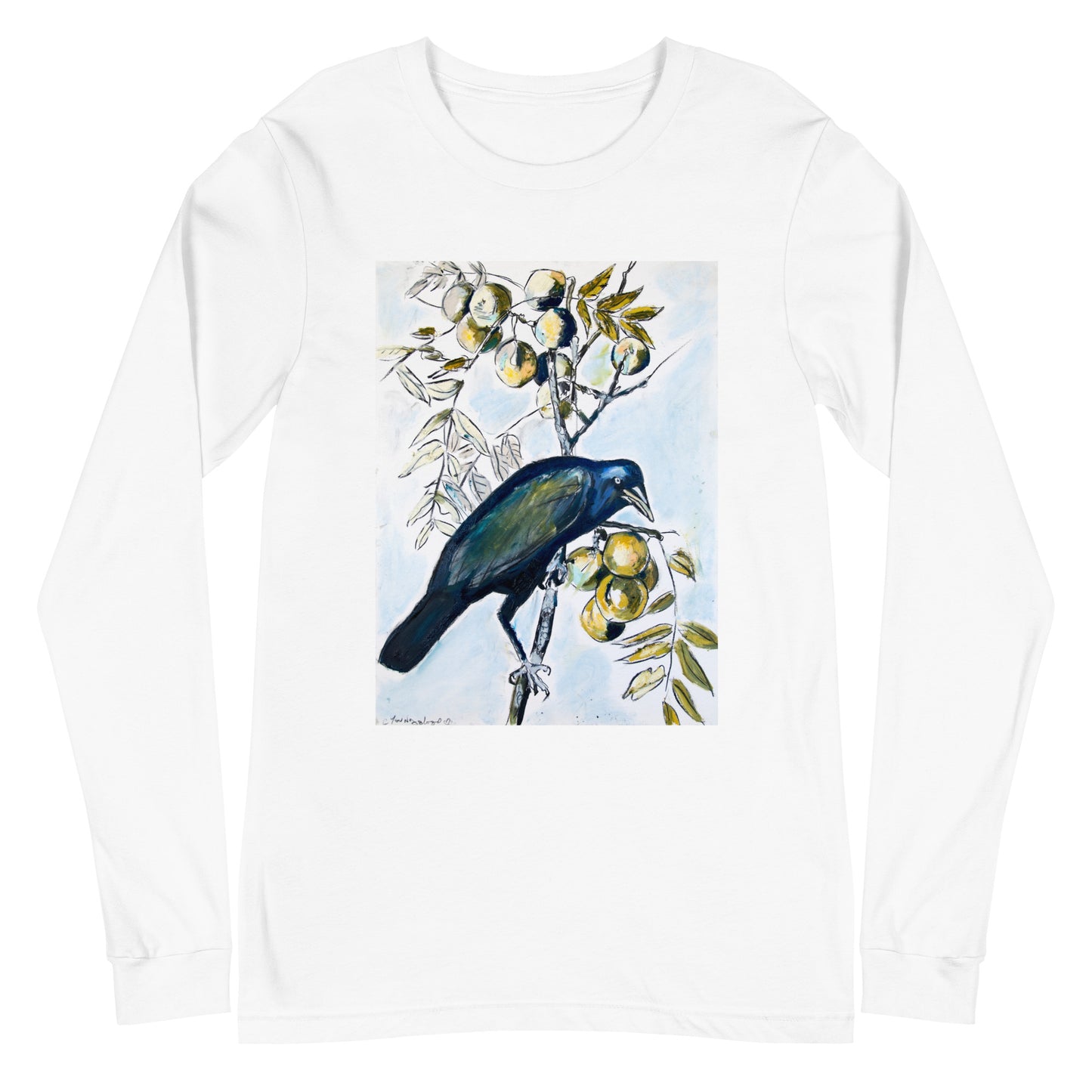 Black Crow with Peaches Unisex Long Sleeve Tee