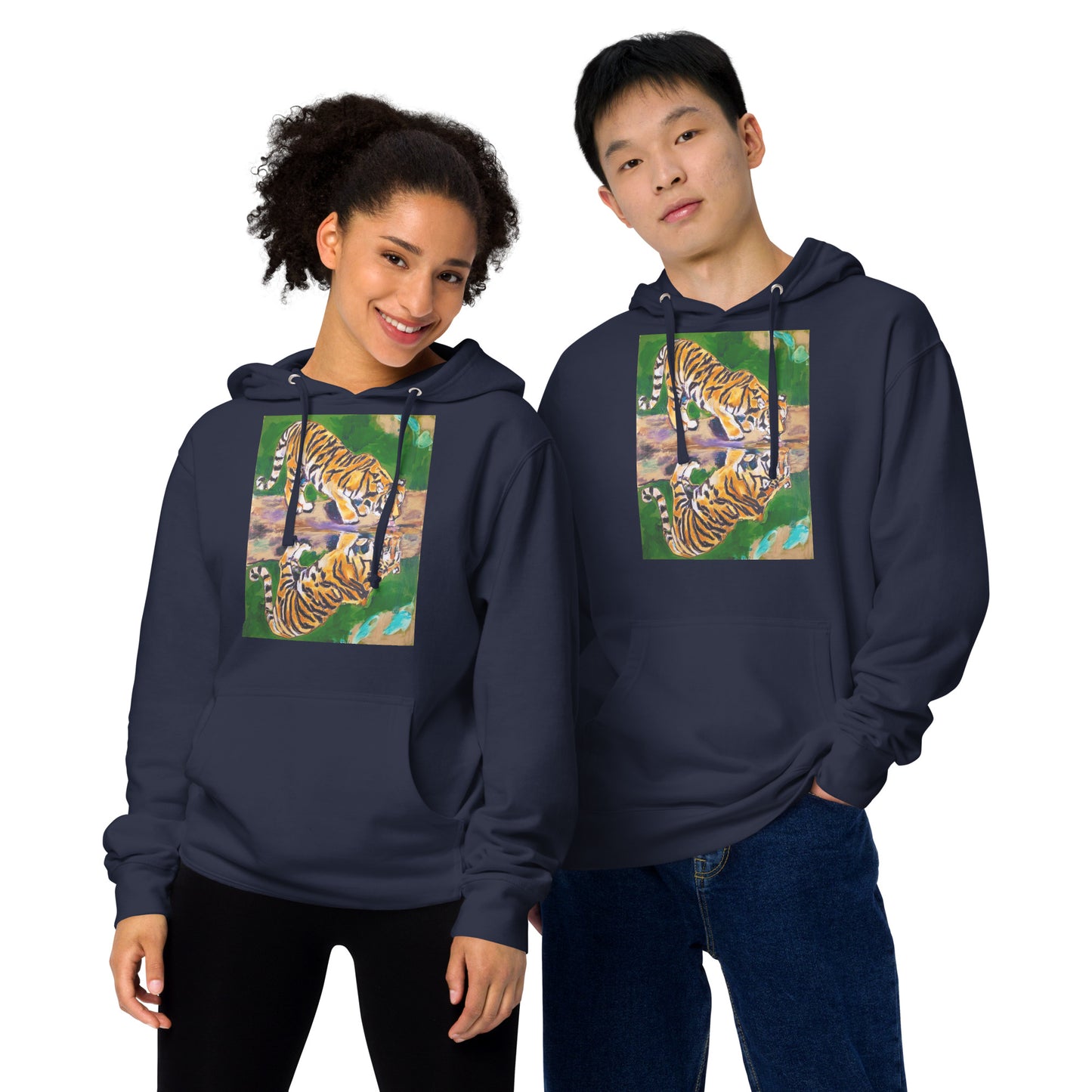Tiger Reflections Unisex midweight hoodie