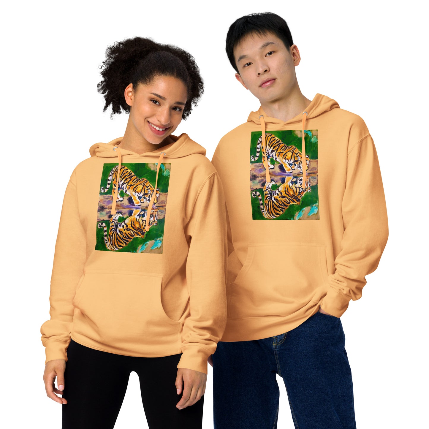 Tiger Reflections Unisex midweight hoodie
