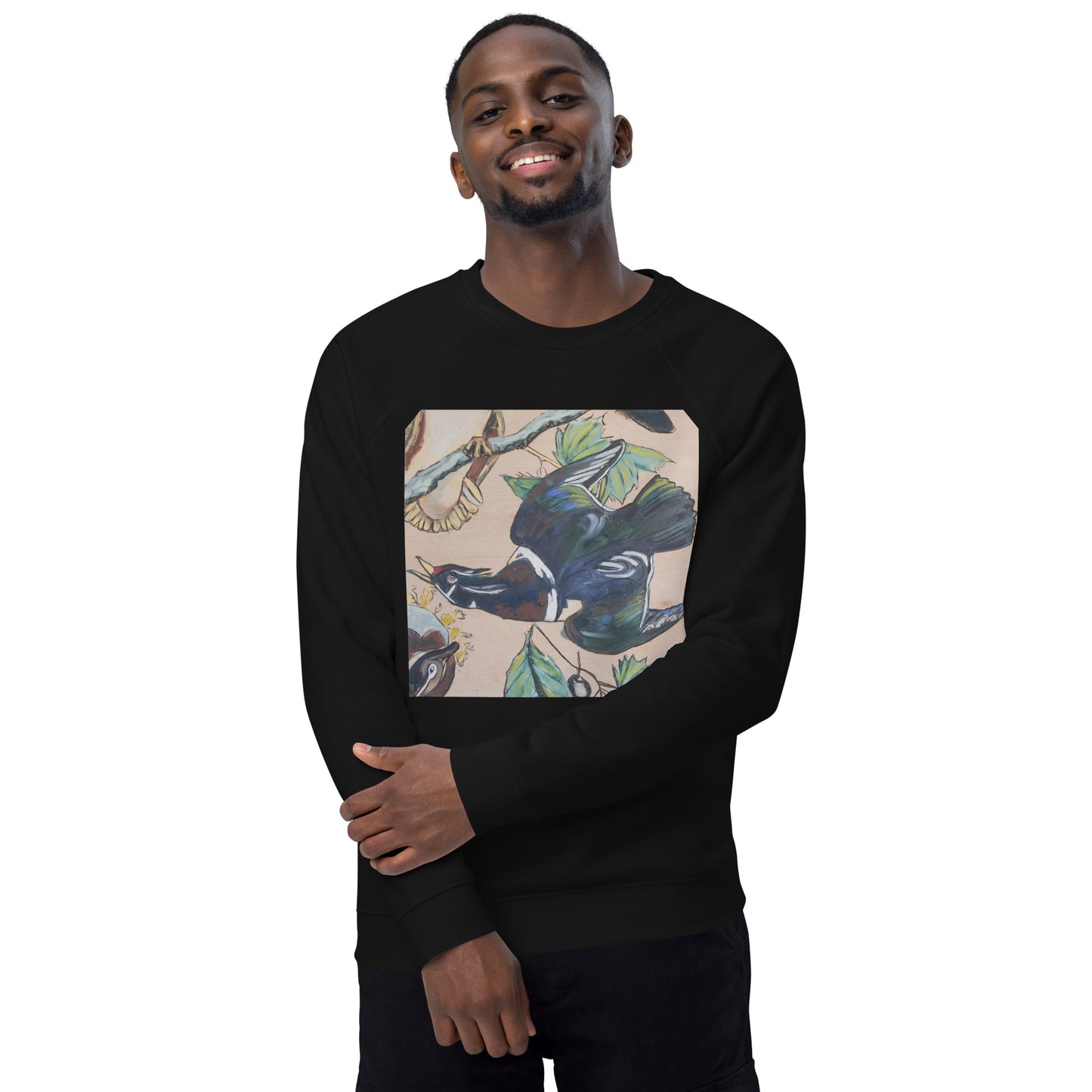 Wood Ducks Unisex organic raglan sweatshirt