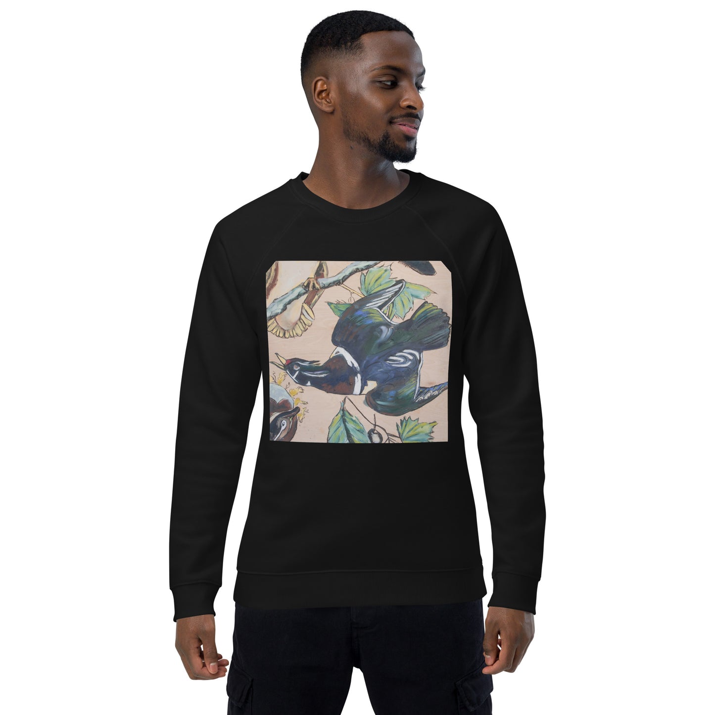 Wood Ducks Unisex organic raglan sweatshirt