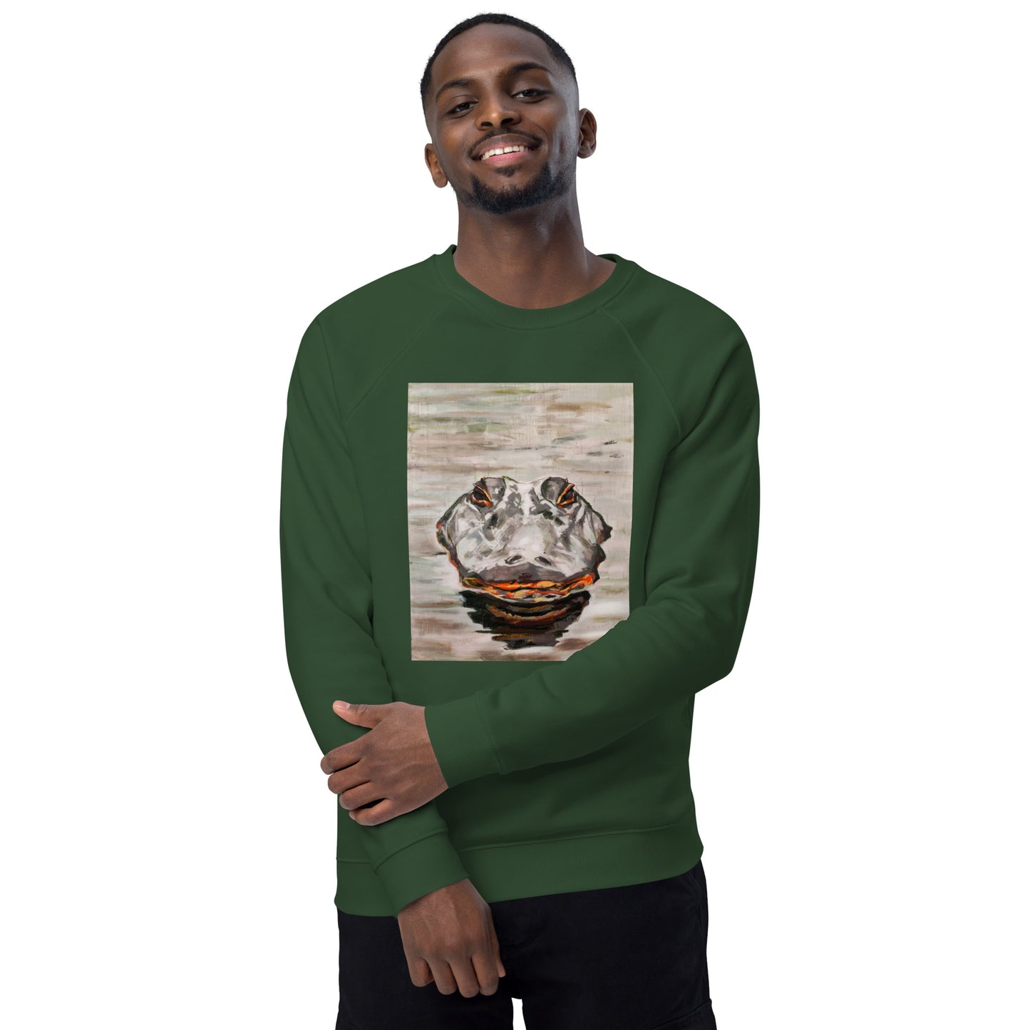 Gator Head Unisex organic raglan sweatshirt