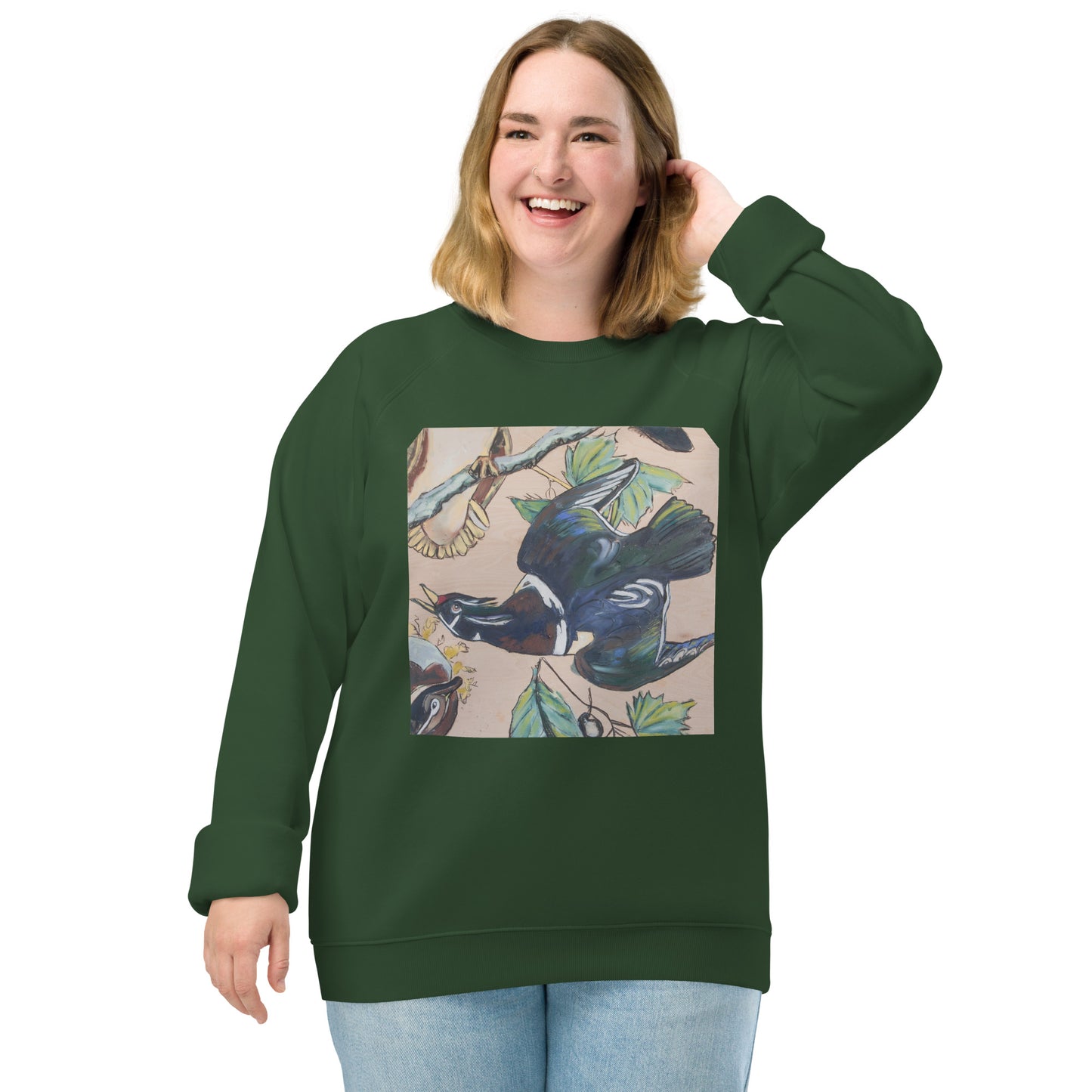 Wood Ducks Unisex organic raglan sweatshirt