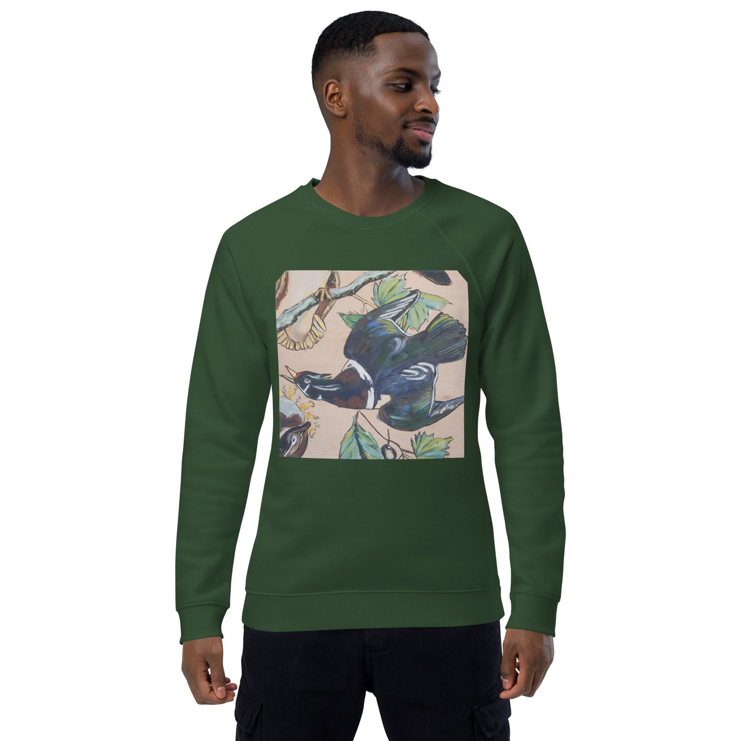 Wood Ducks Unisex organic raglan sweatshirt