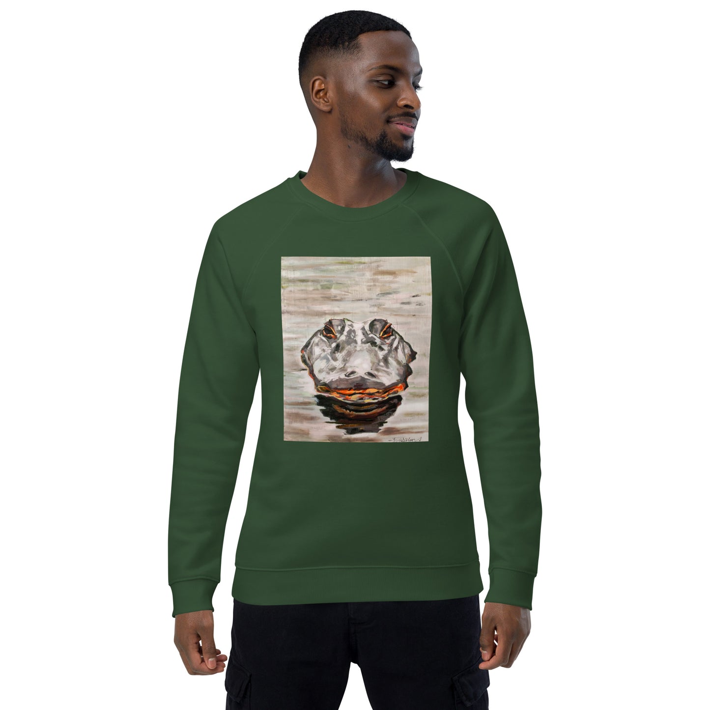 Gator Head Unisex organic raglan sweatshirt