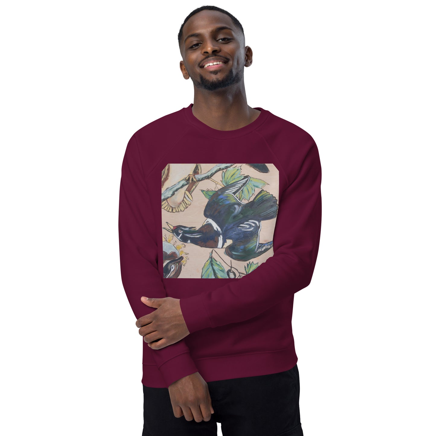 Wood Ducks Unisex organic raglan sweatshirt