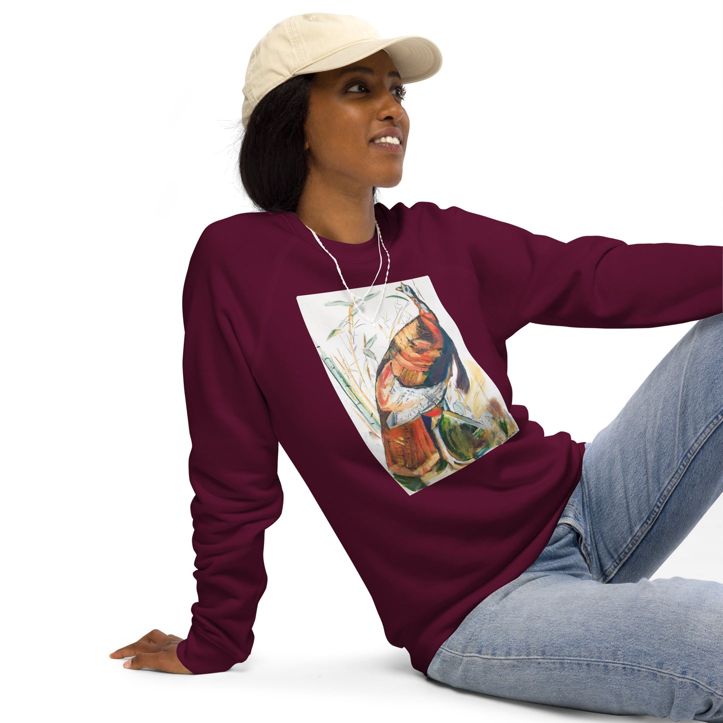 Wild Turkey Unisex organic raglan sweatshirt