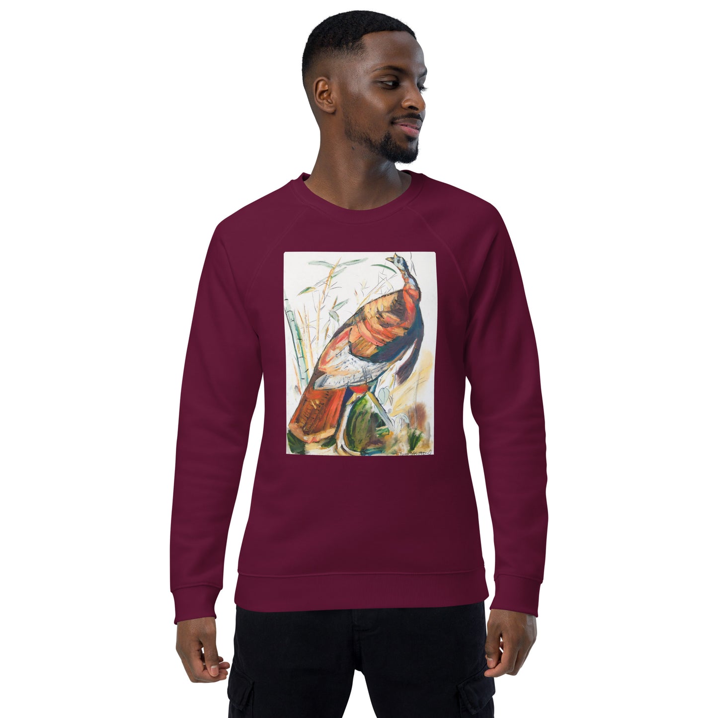 Wild Turkey Unisex organic raglan sweatshirt