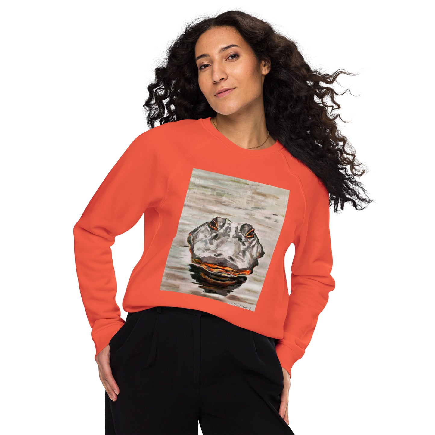 Gator Head Unisex organic raglan sweatshirt