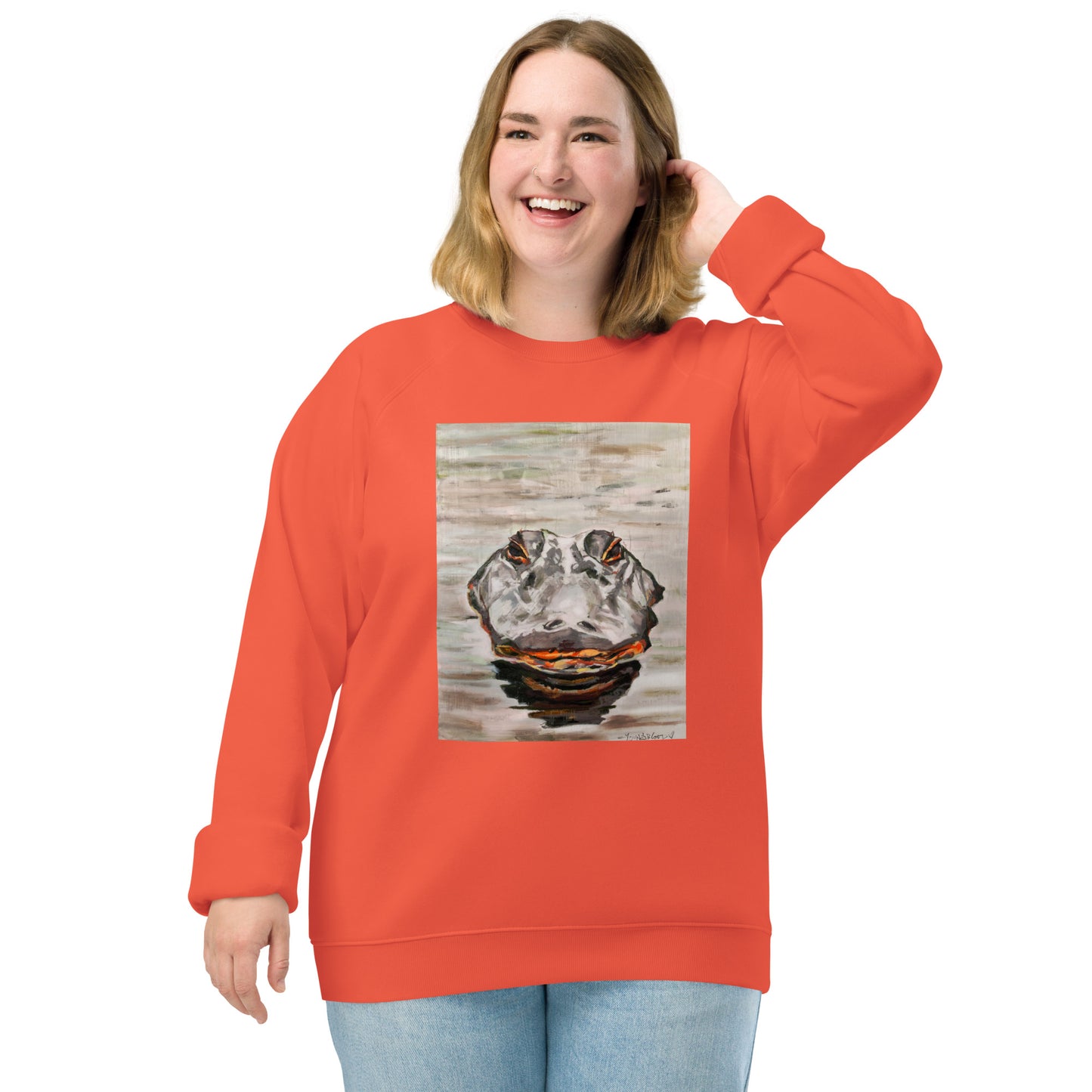 Gator Head Unisex organic raglan sweatshirt