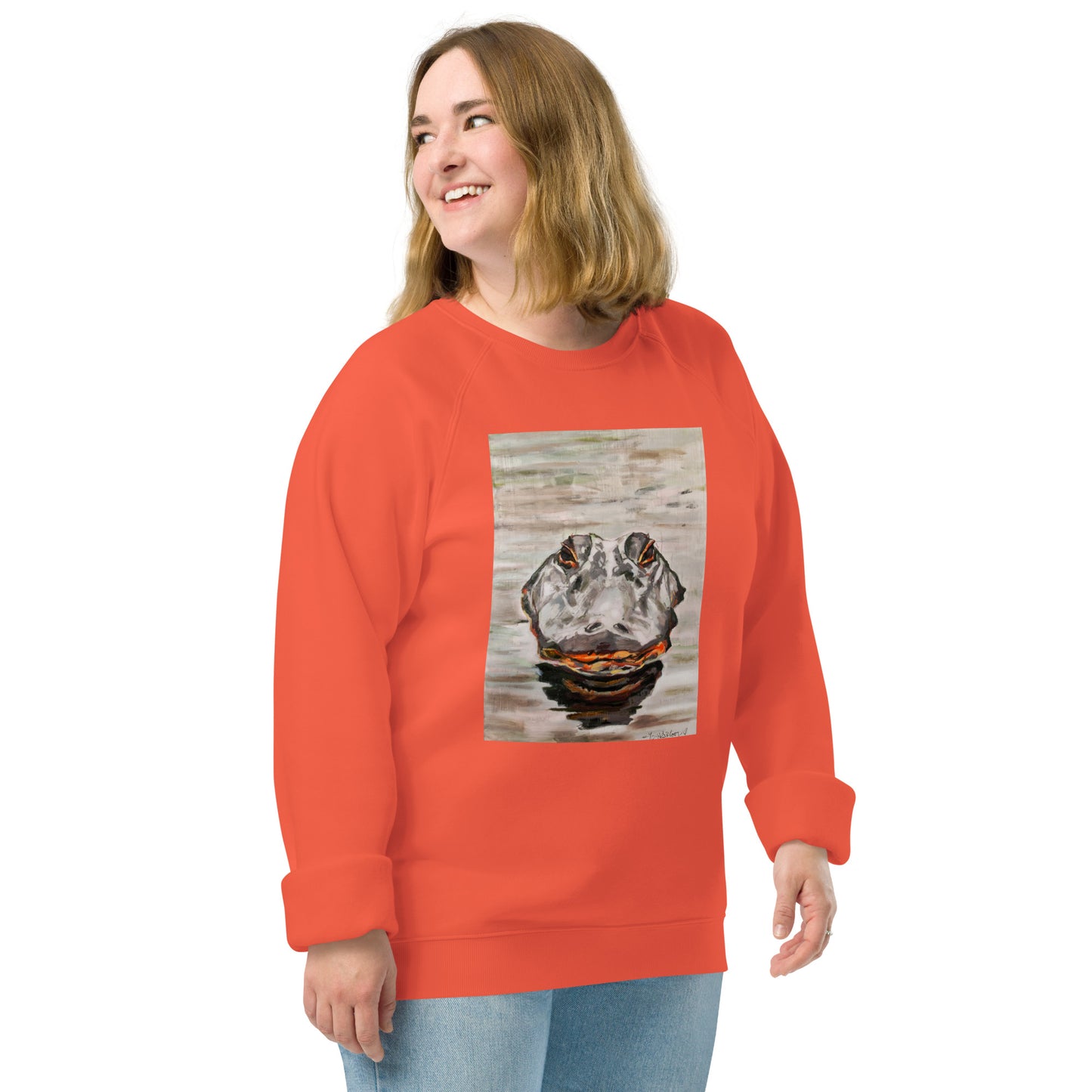 Gator Head Unisex organic raglan sweatshirt