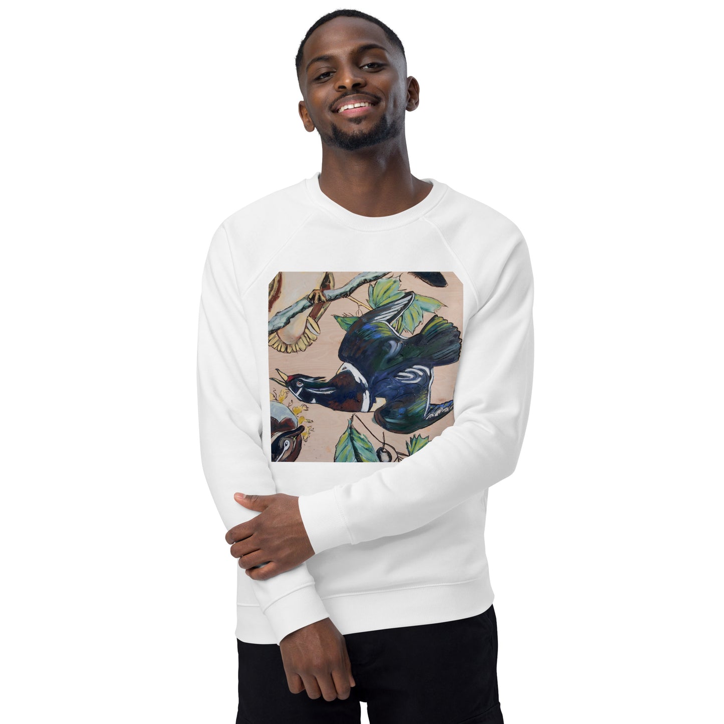 Wood Ducks Unisex organic raglan sweatshirt