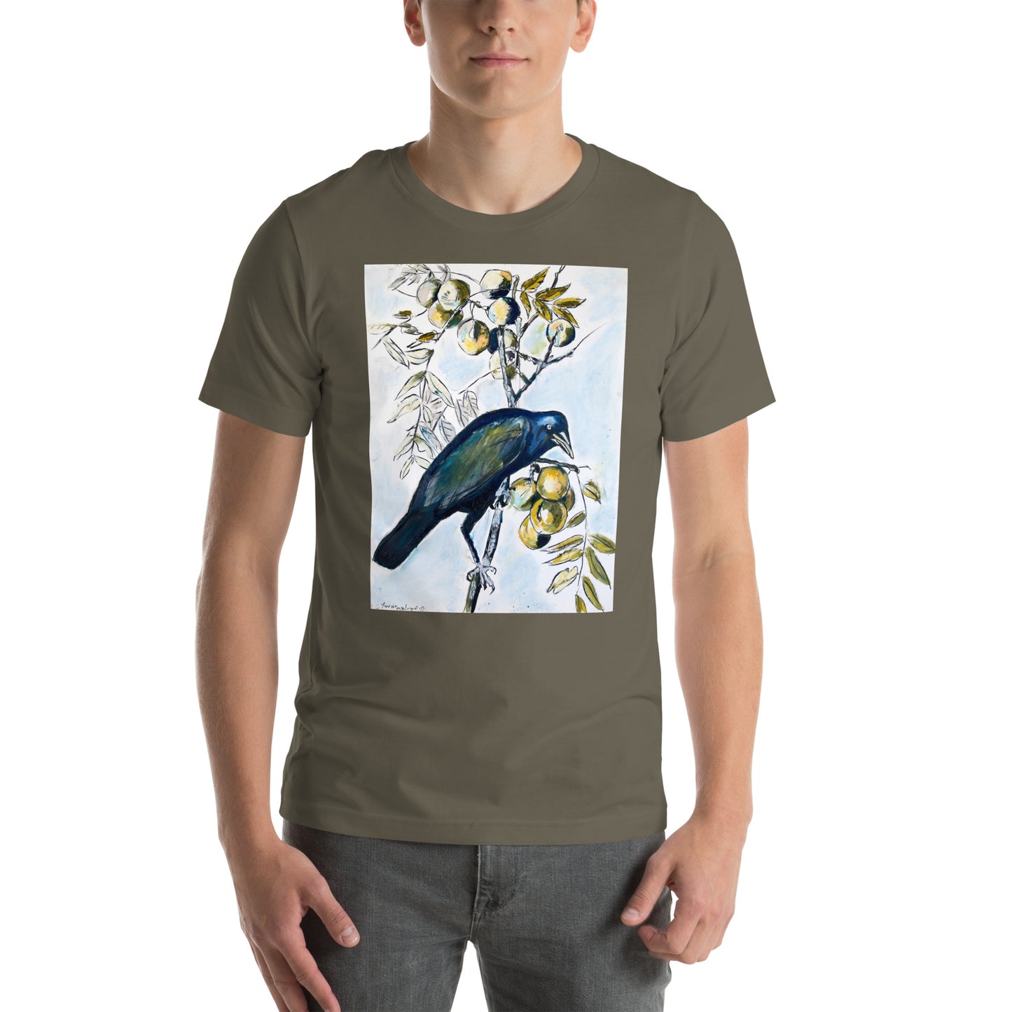 Black Crow with Peaches Unisex t-shirt