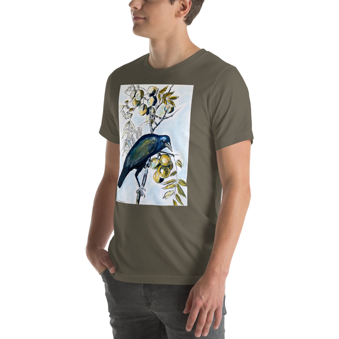 Black Crow with Peaches Unisex t-shirt