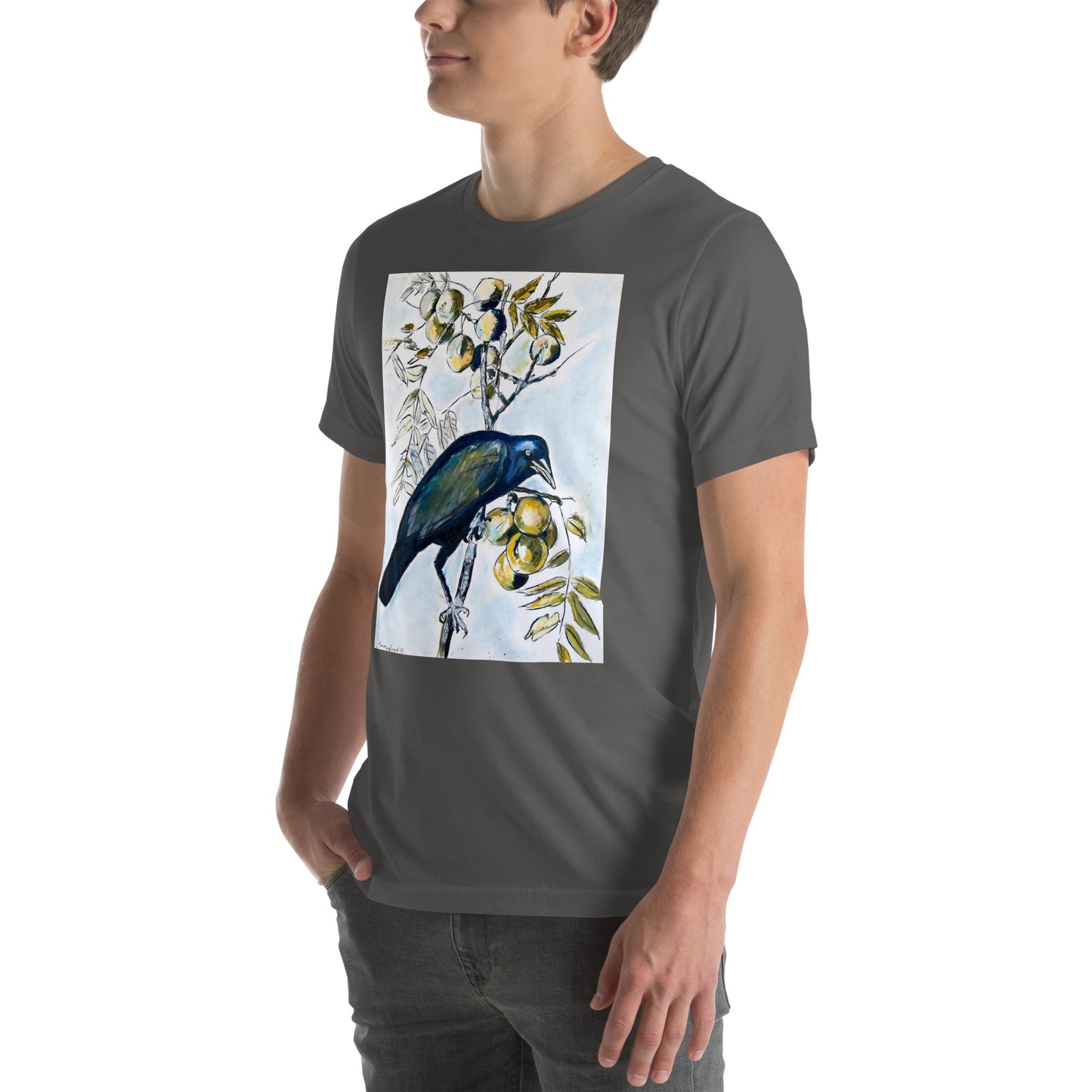 Black Crow with Peaches Unisex t-shirt