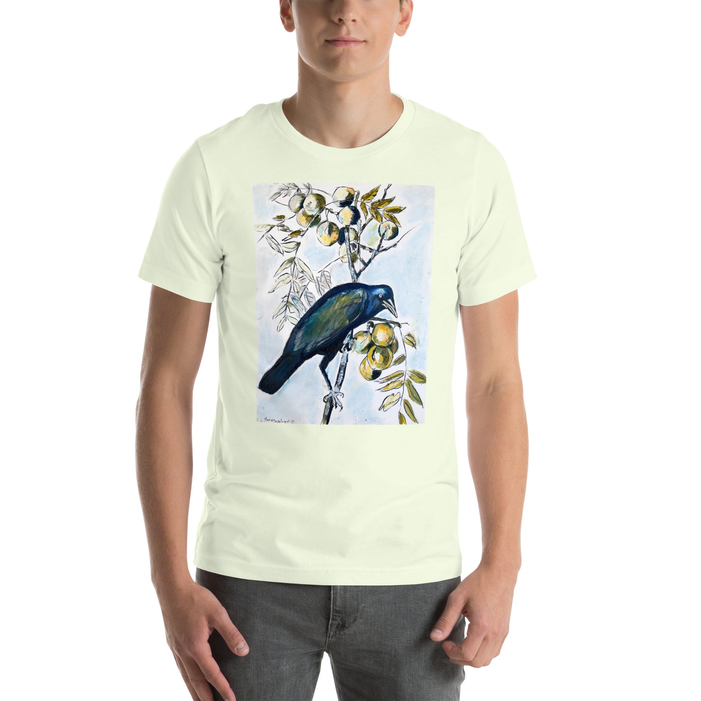 Black Crow with Peaches Unisex t-shirt