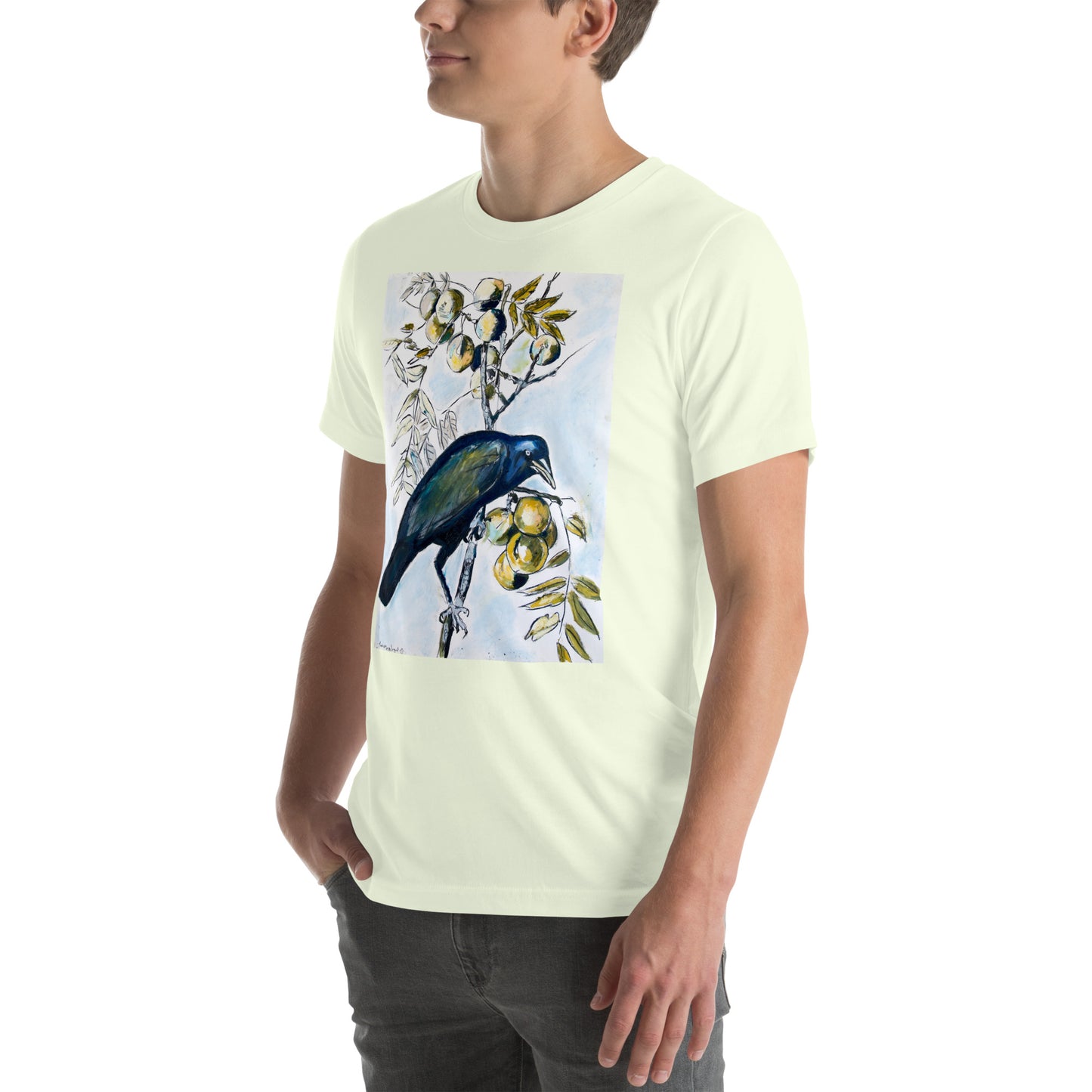 Black Crow with Peaches Unisex t-shirt