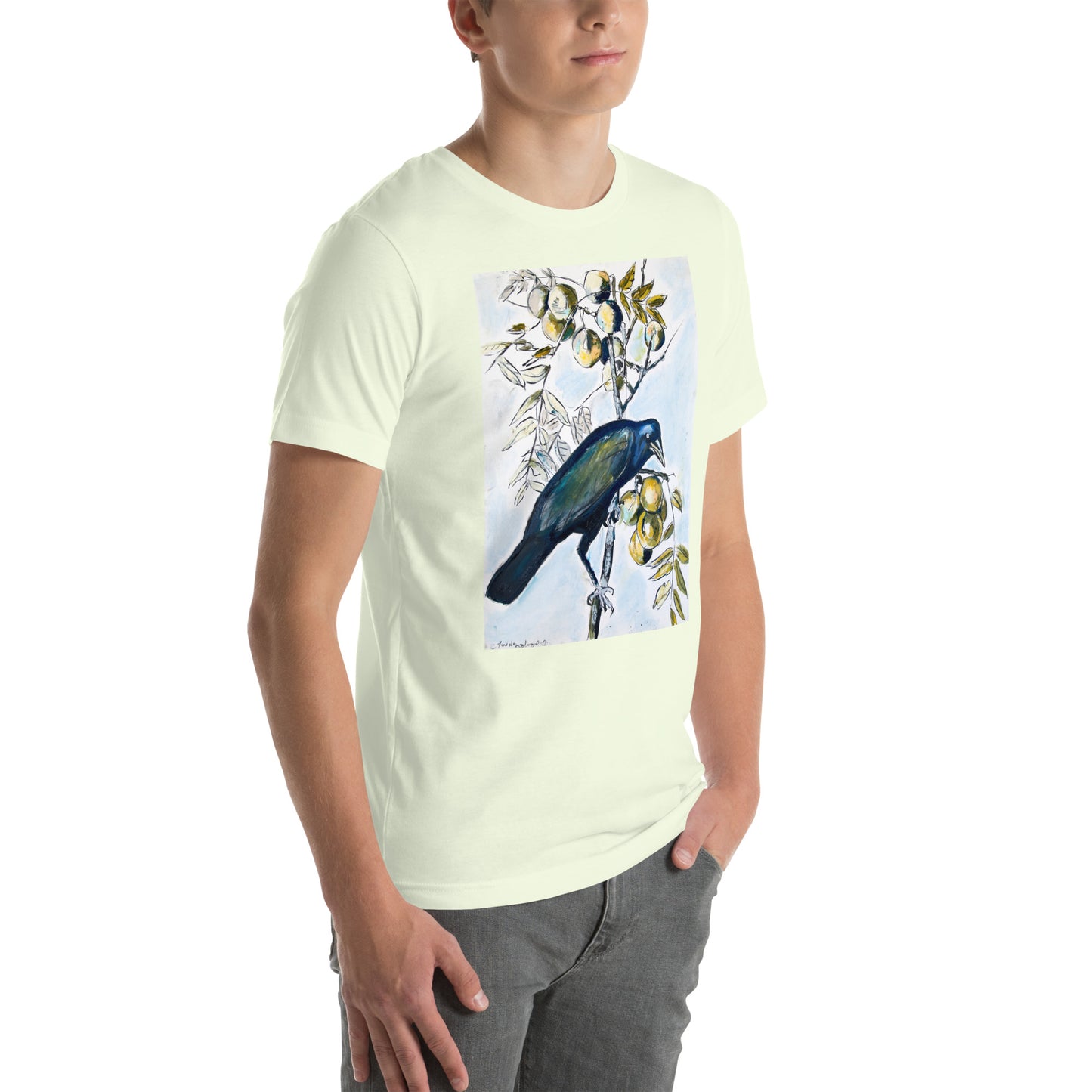 Black Crow with Peaches Unisex t-shirt