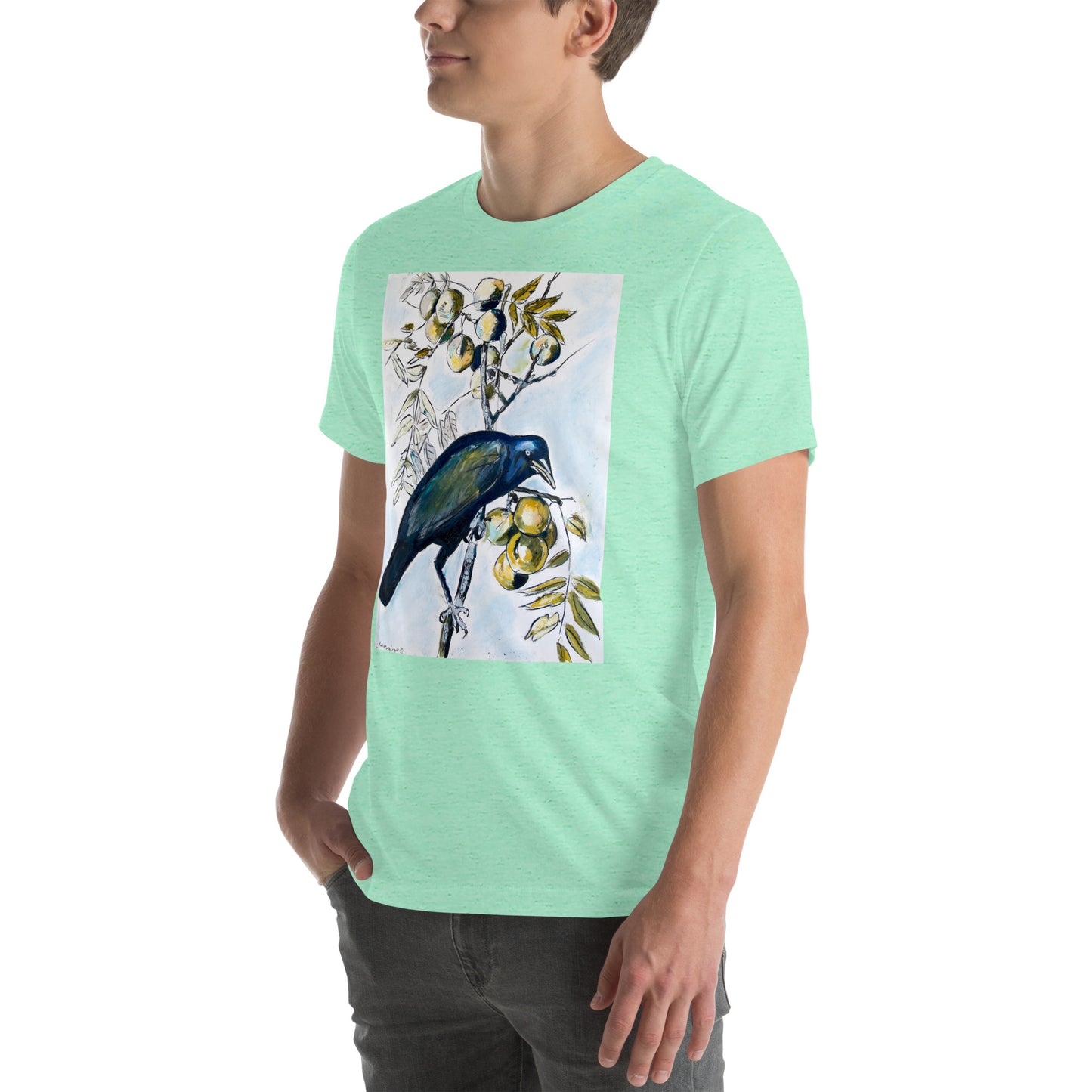 Black Crow with Peaches Unisex t-shirt