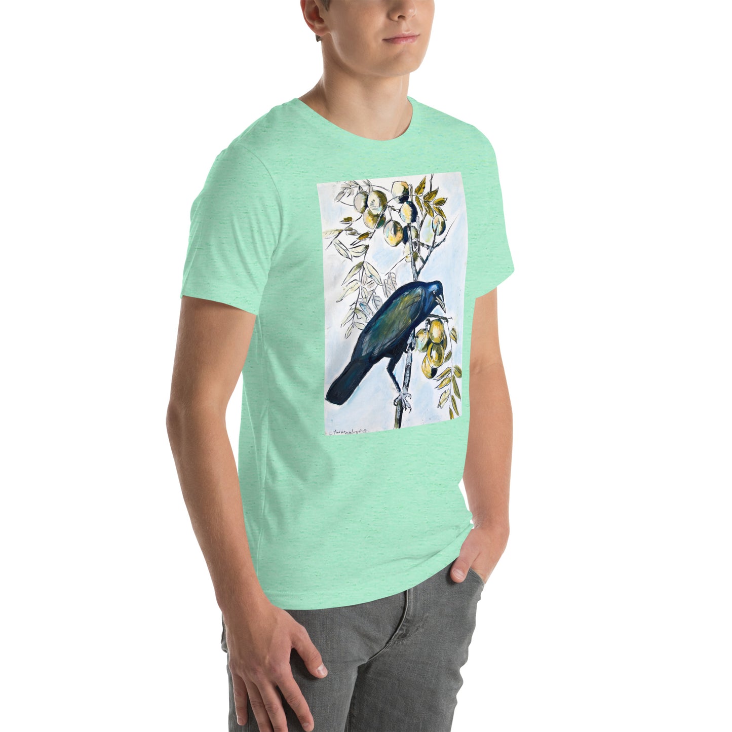 Black Crow with Peaches Unisex t-shirt