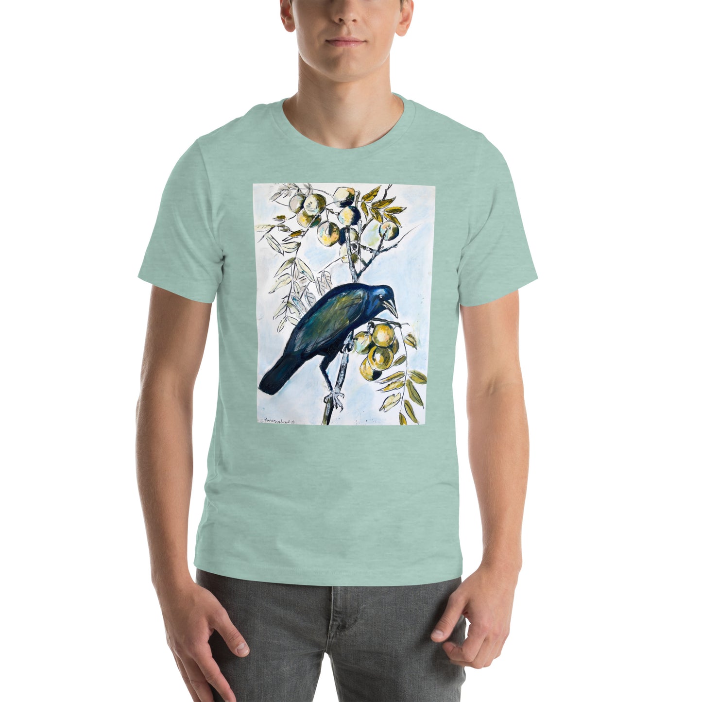 Black Crow with Peaches Unisex t-shirt