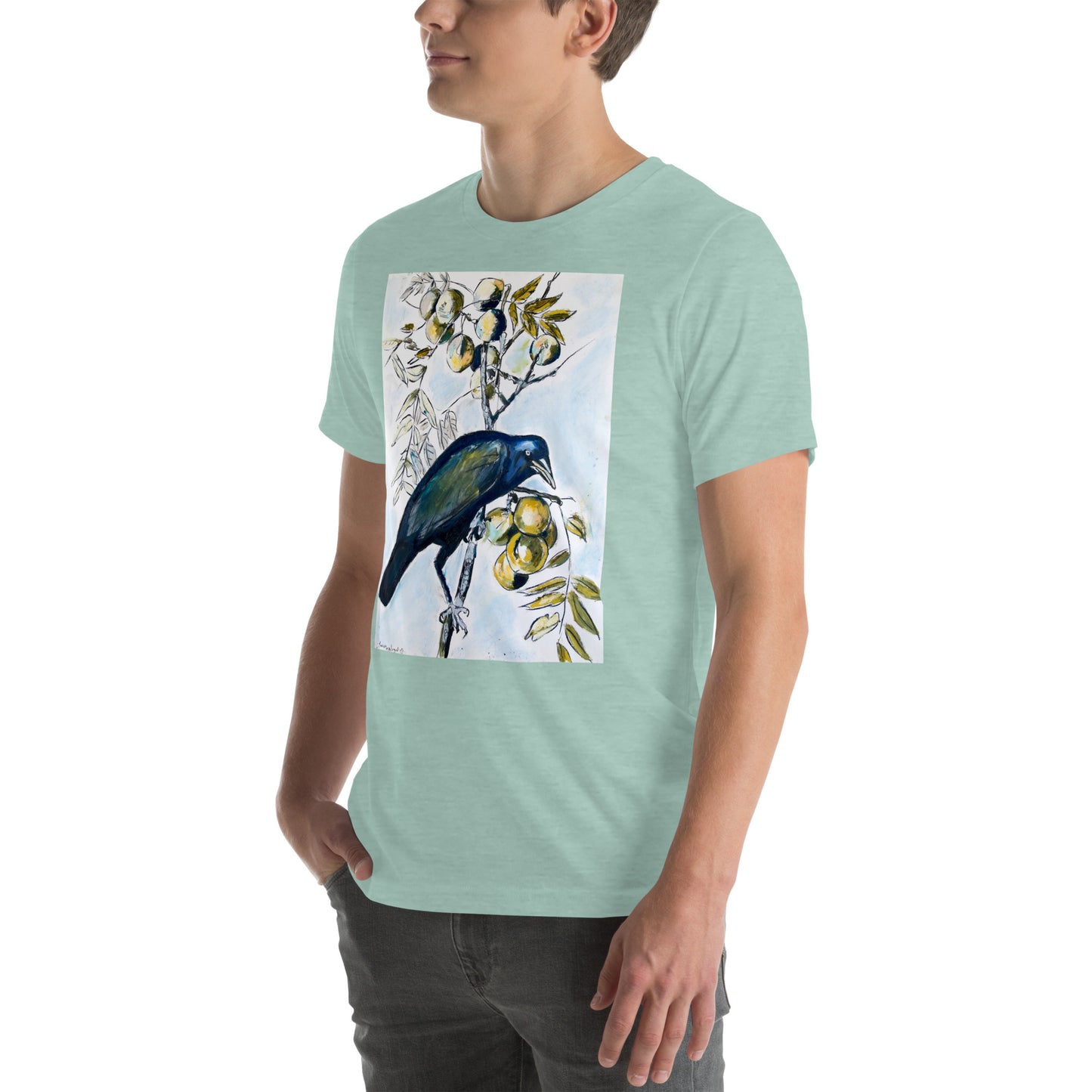 Black Crow with Peaches Unisex t-shirt