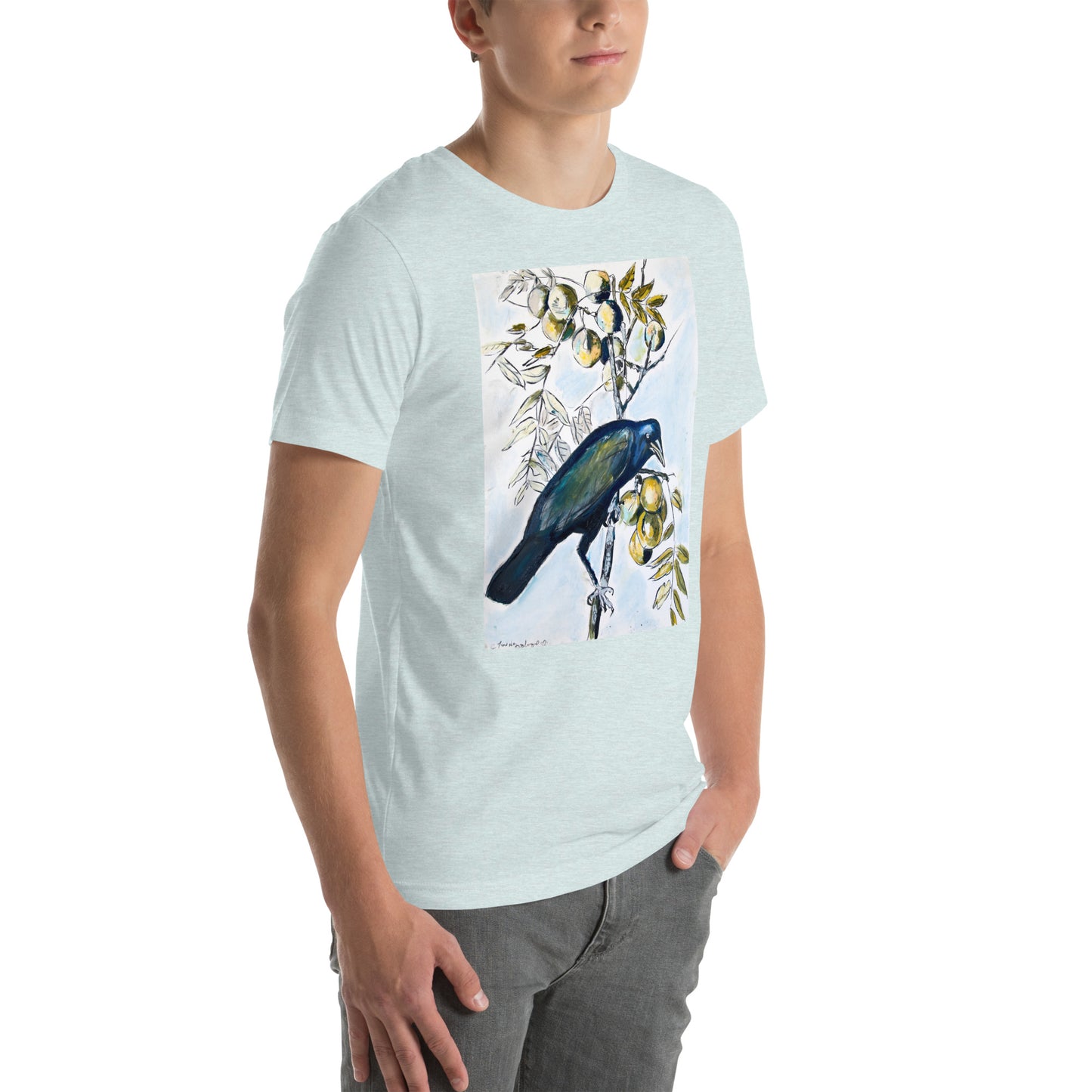 Black Crow with Peaches Unisex t-shirt