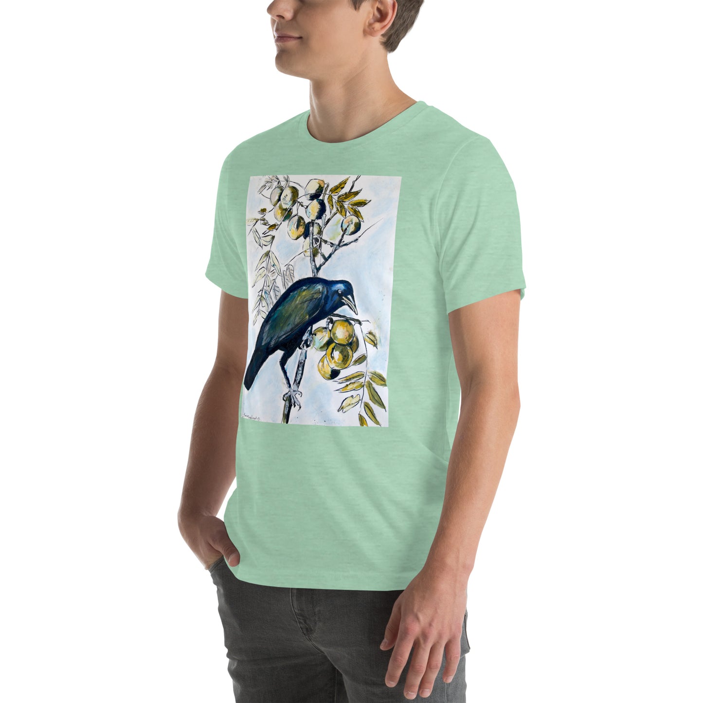 Black Crow with Peaches Unisex t-shirt