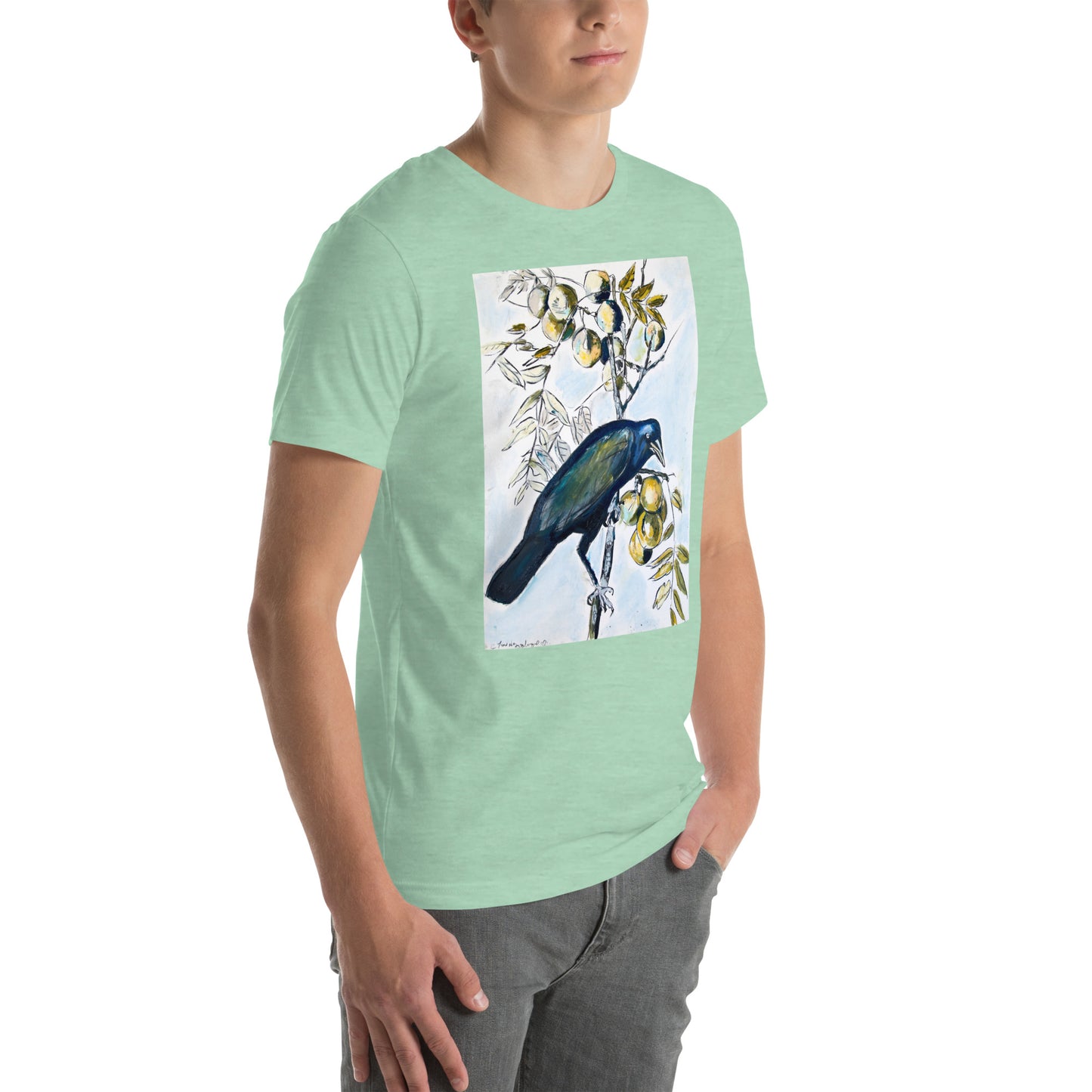 Black Crow with Peaches Unisex t-shirt