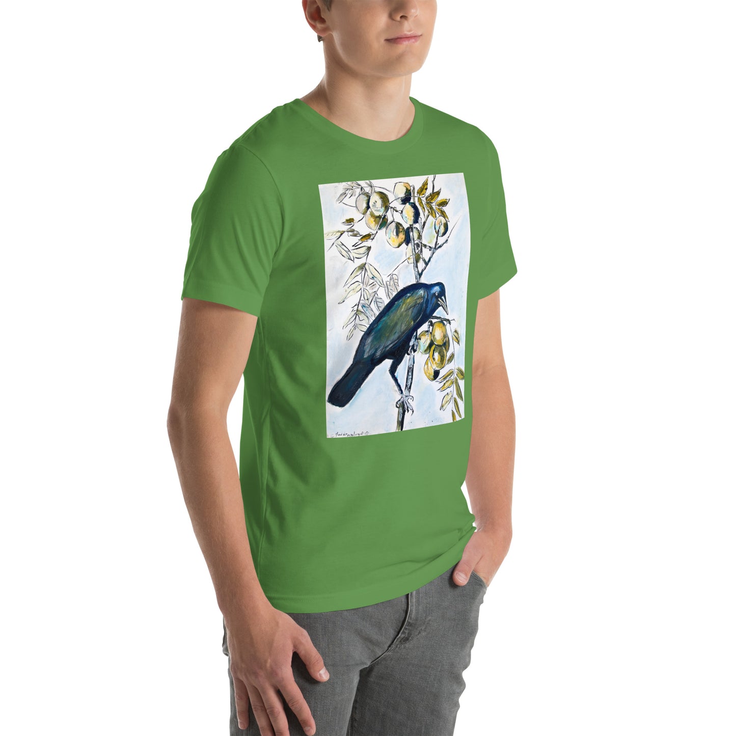 Black Crow with Peaches Unisex t-shirt