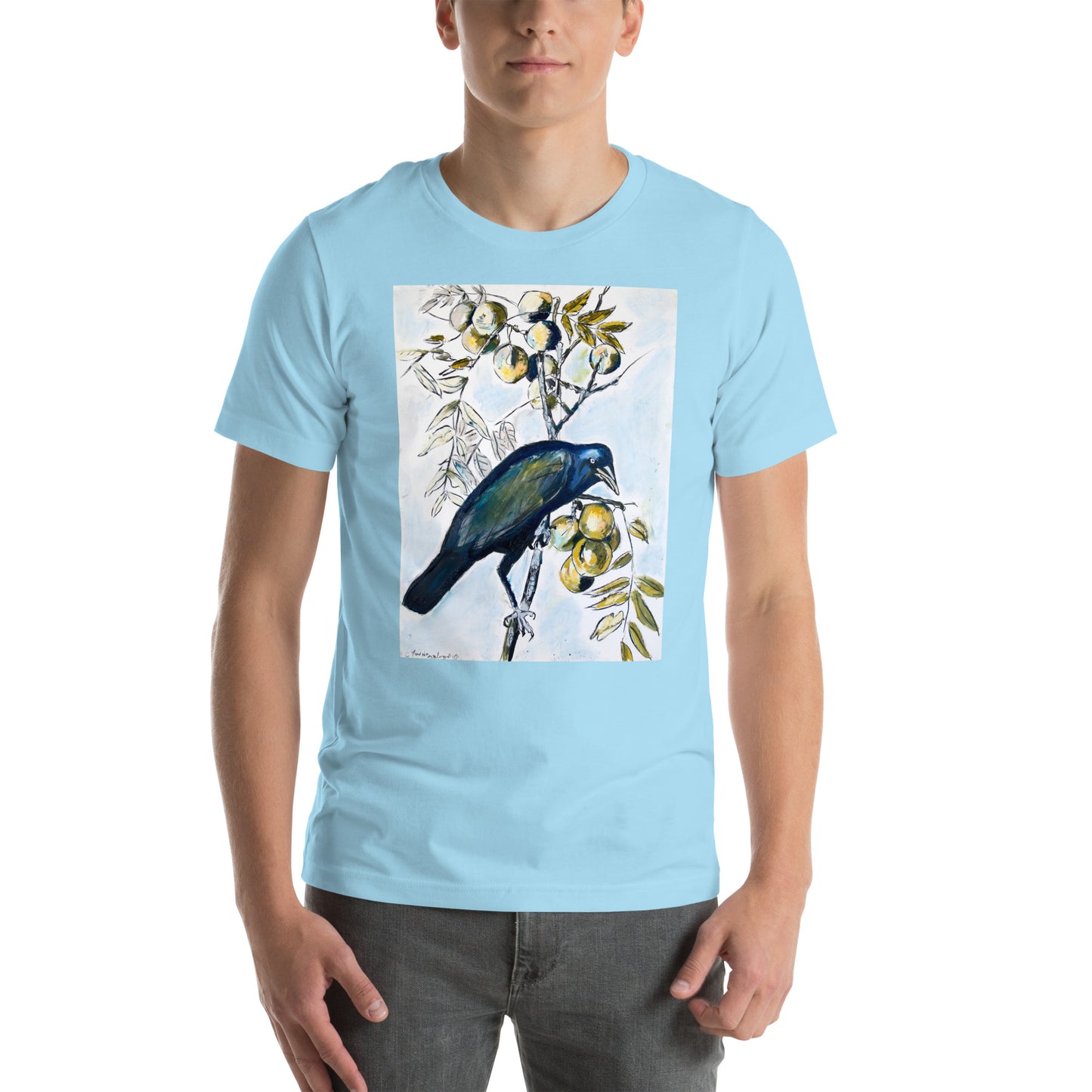 Black Crow with Peaches Unisex t-shirt