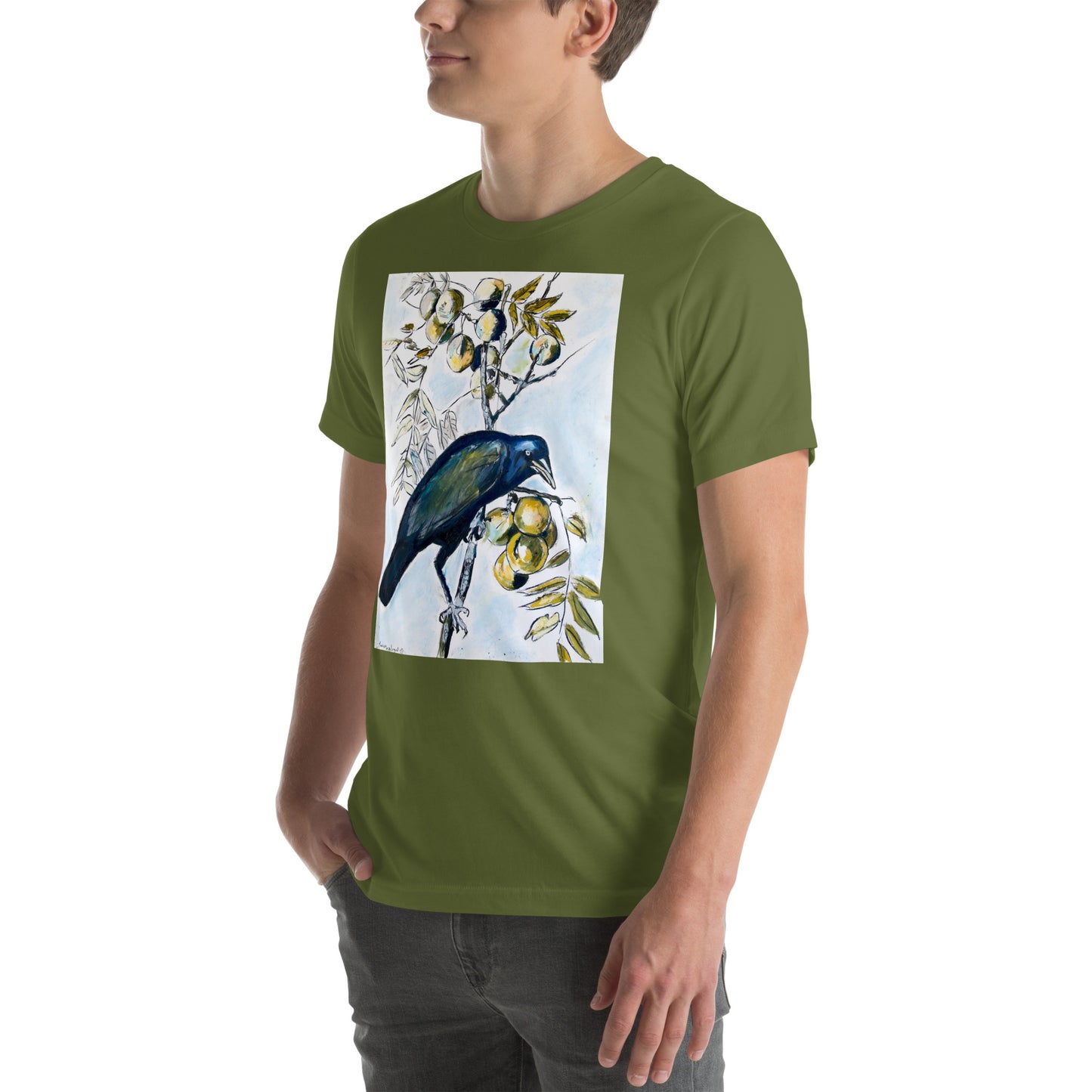 Black Crow with Peaches Unisex t-shirt