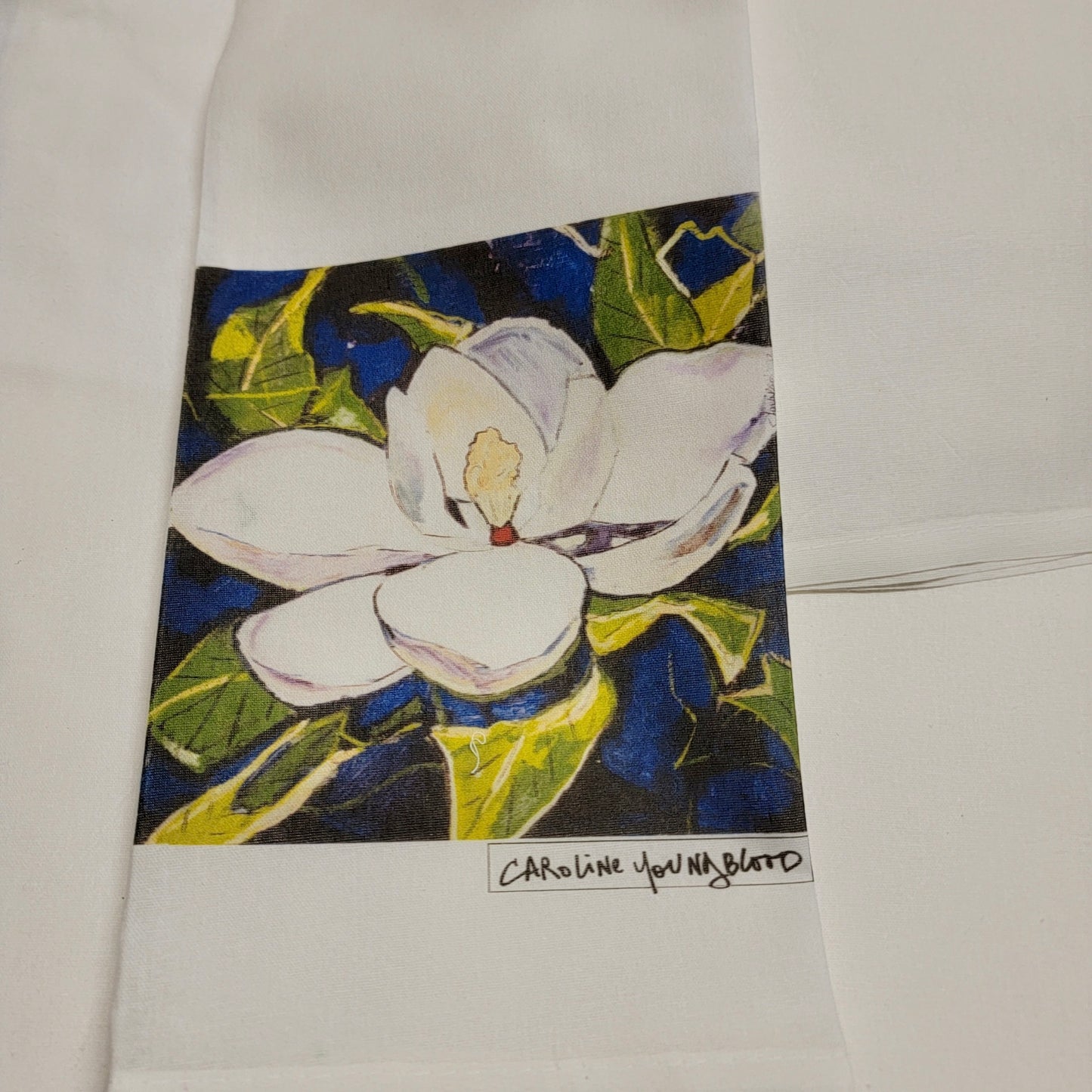 Magnolia with Royal Blue Tea Towel
