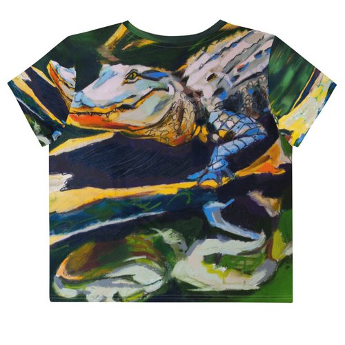 Turtle & Gator All-Over Print Crop Tee