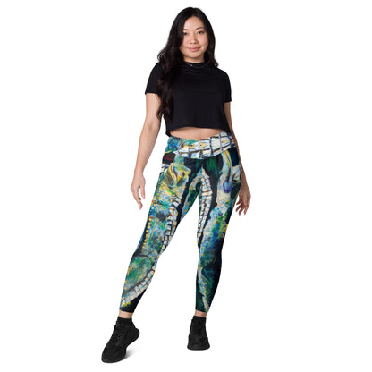Psychedelic Gator Crossover leggings with pockets